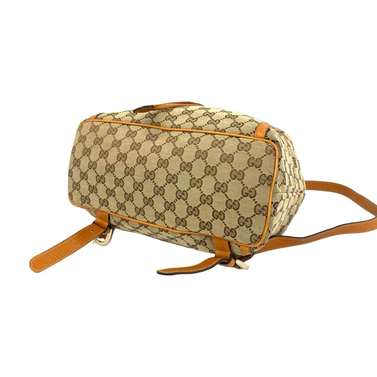 Gucci Brown Canvas Leather Backpack (Pre-Owned)