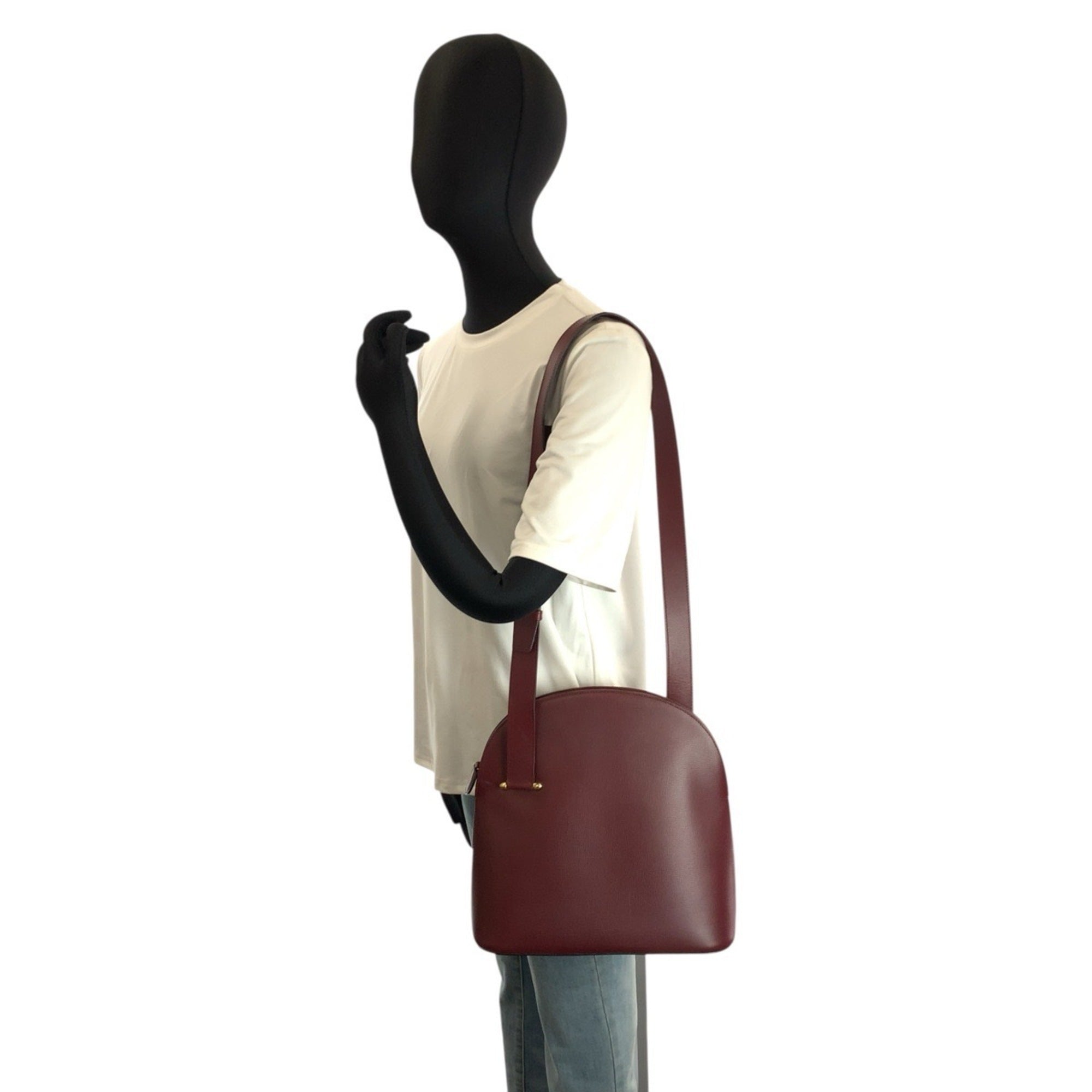 Cartier Bordeaux Leather Shoulder Bag (Pre-Owned)