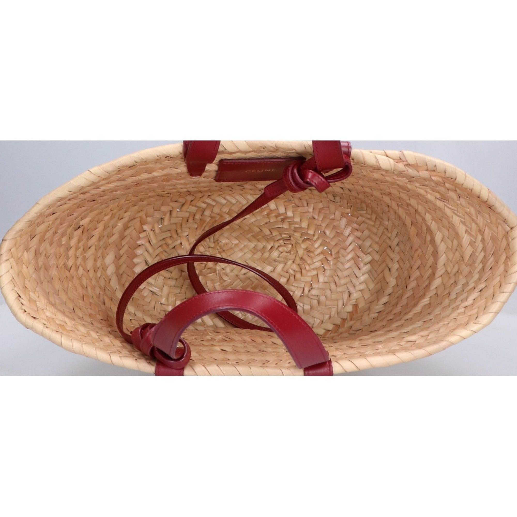 Celine Bordeaux Raffia Tote Bag (Pre-Owned)