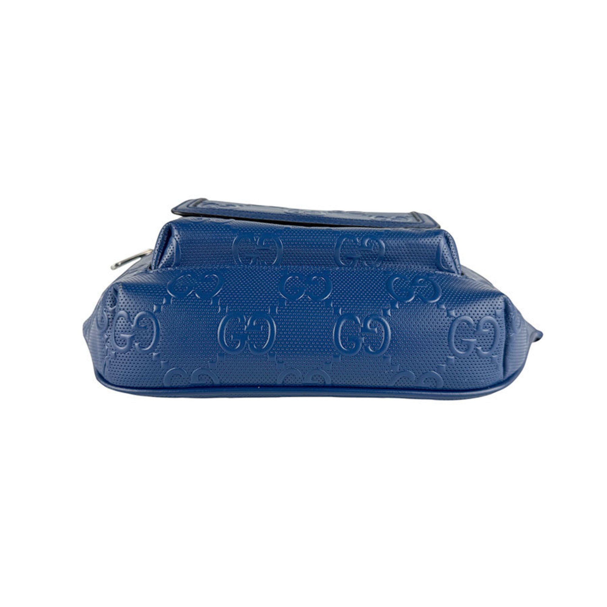 Gucci Blue Leather Fanny Pack Sling Bag (Pre-Owned)