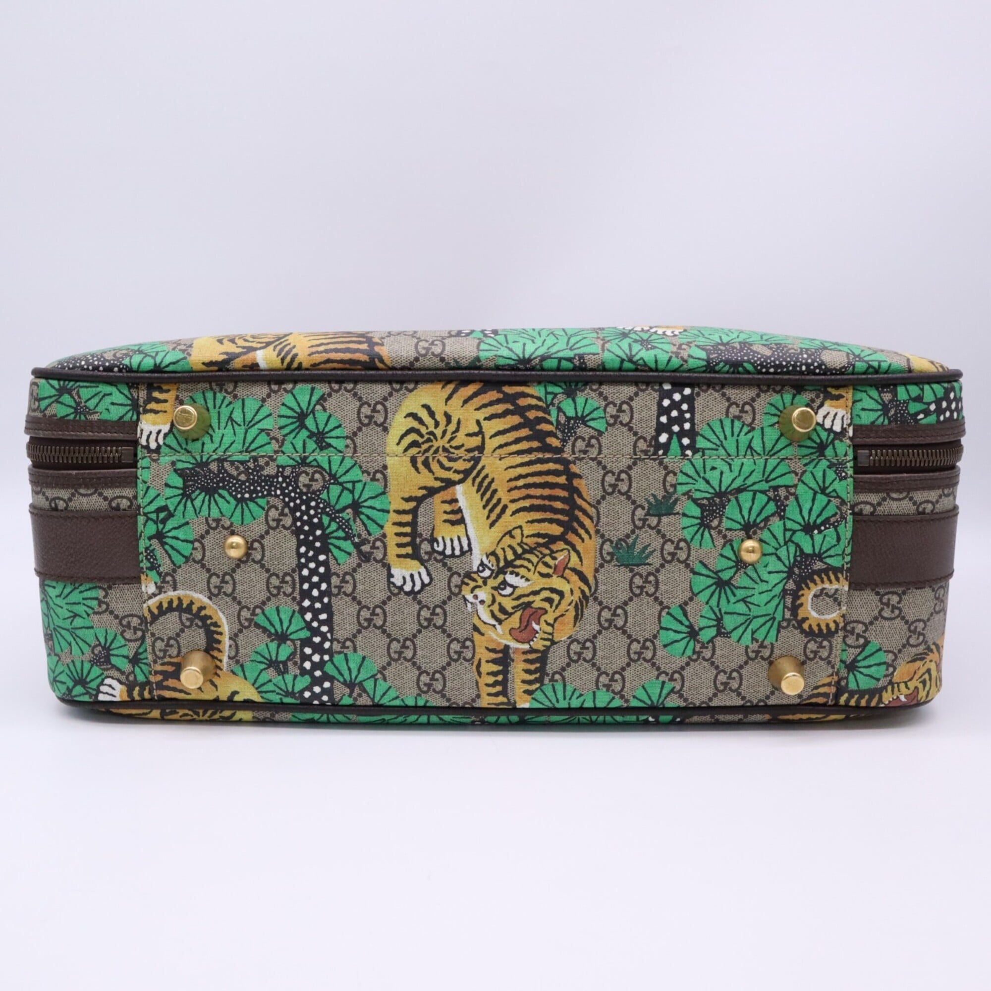 Gucci Sherry Line Beige Multi-Color Coated Canvas Leather Boston Bag (Pre-Owned)