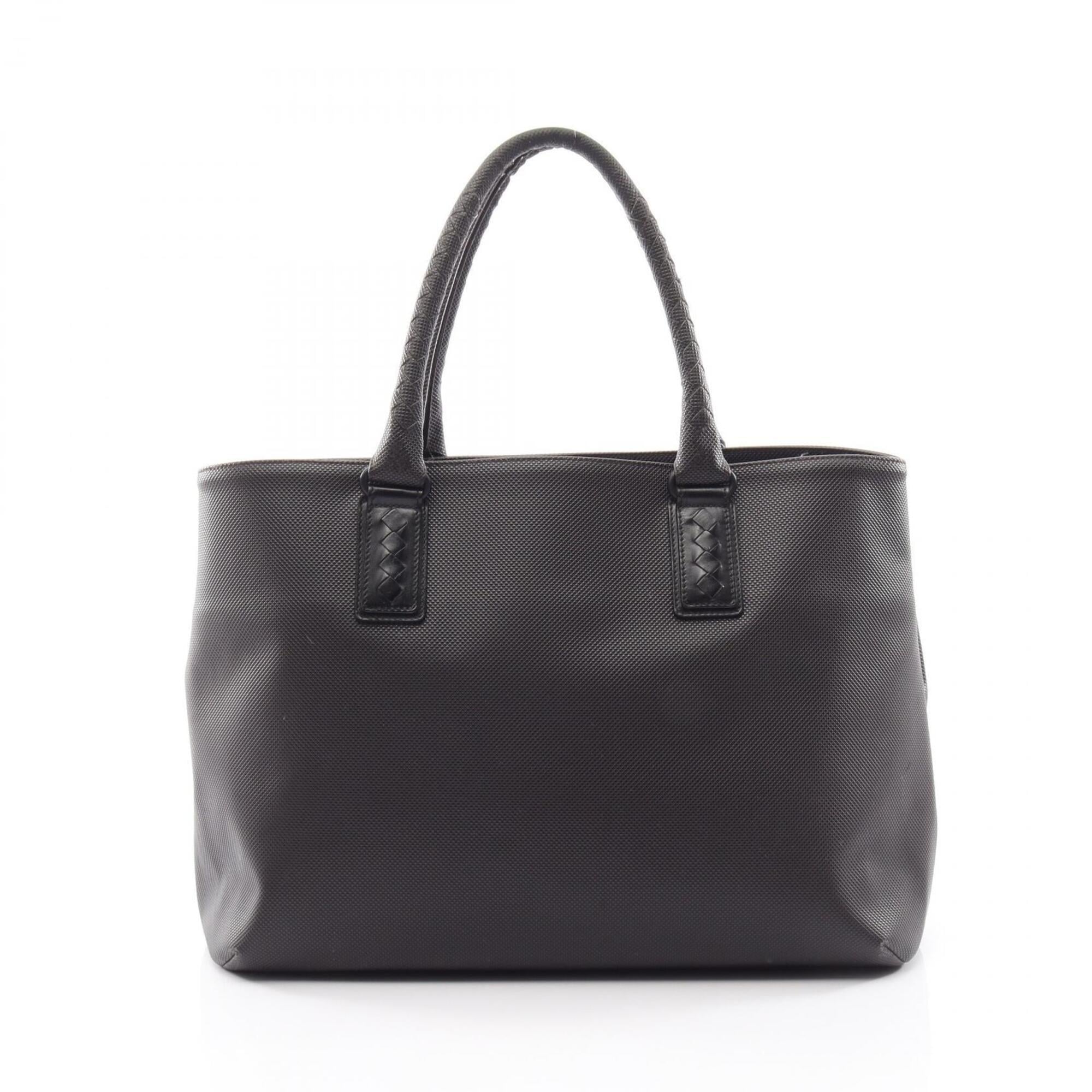 Bottega Veneta Black Brown Coated Canvas Leather Handbag Tote Bag (Pre-Owned)