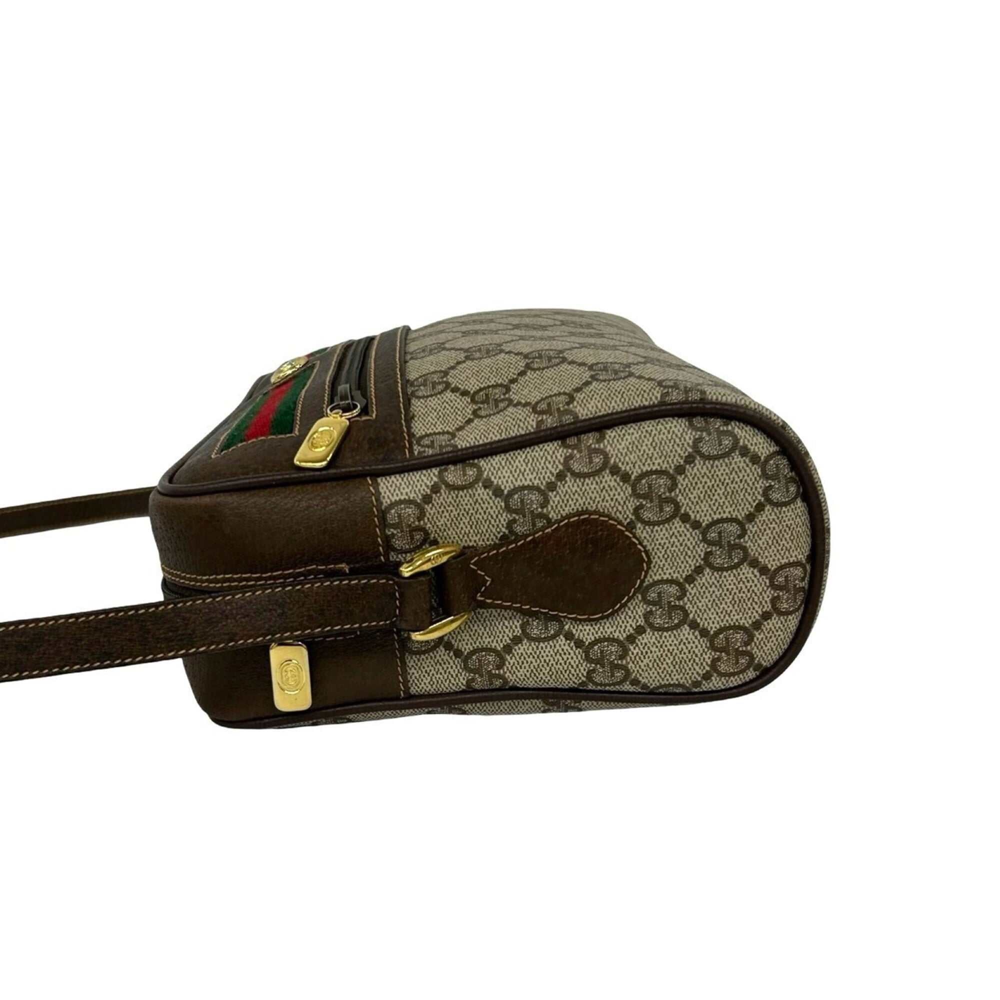 Gucci Brown Green Red Color Leather Pvc Pochette Shoulder Bag (Pre-Owned)