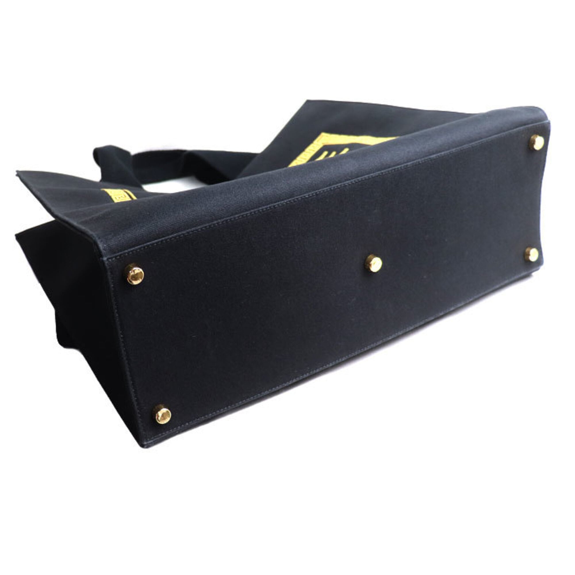 Versace Black Gold Canvas Shoulder Bag (Pre-Owned)