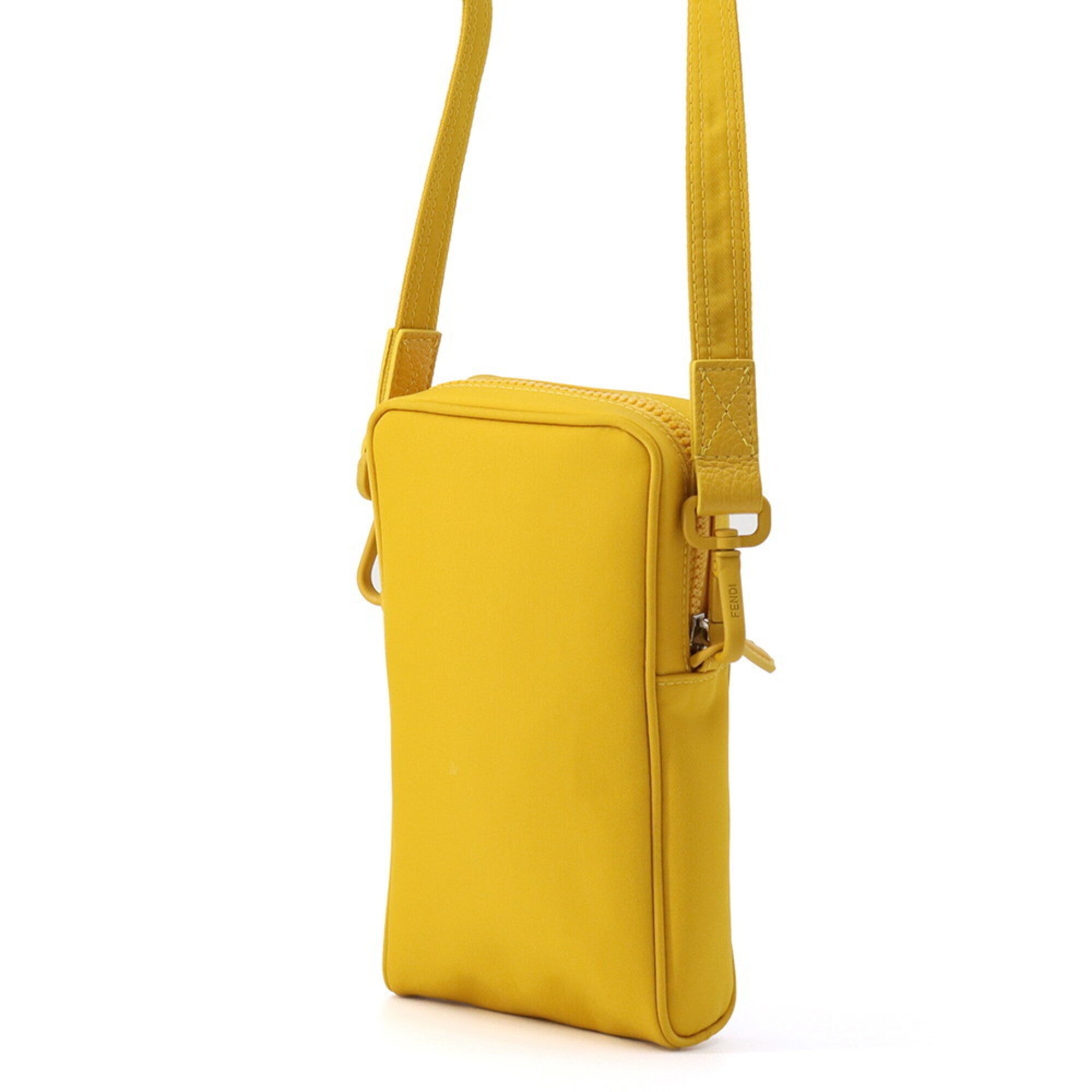 Fendi Yellow Nylon Leather Pouch Shoulder Bag (Pre-Owned)