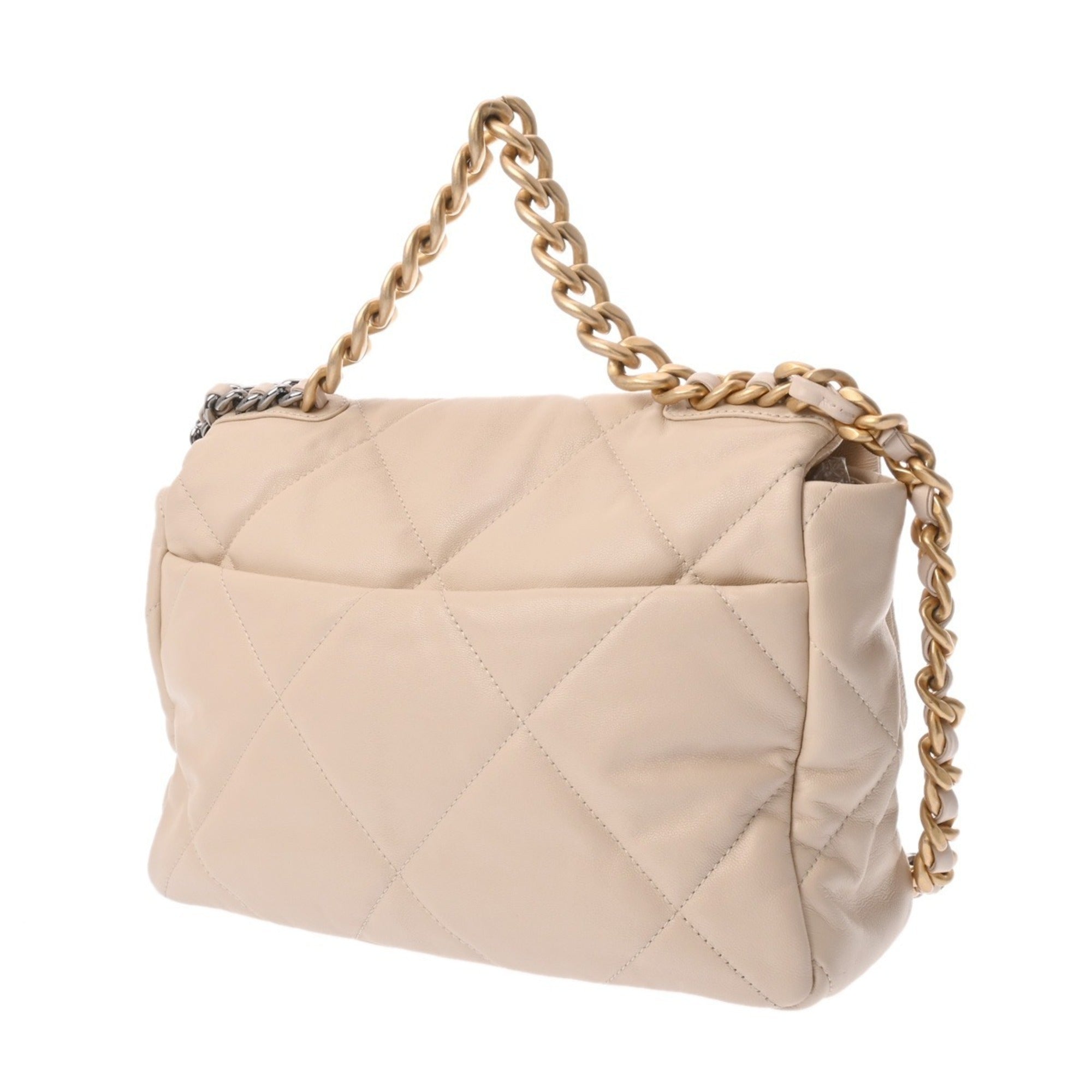 Chanel Beige Leather Handbag Shoulder Bag (Pre-Owned)