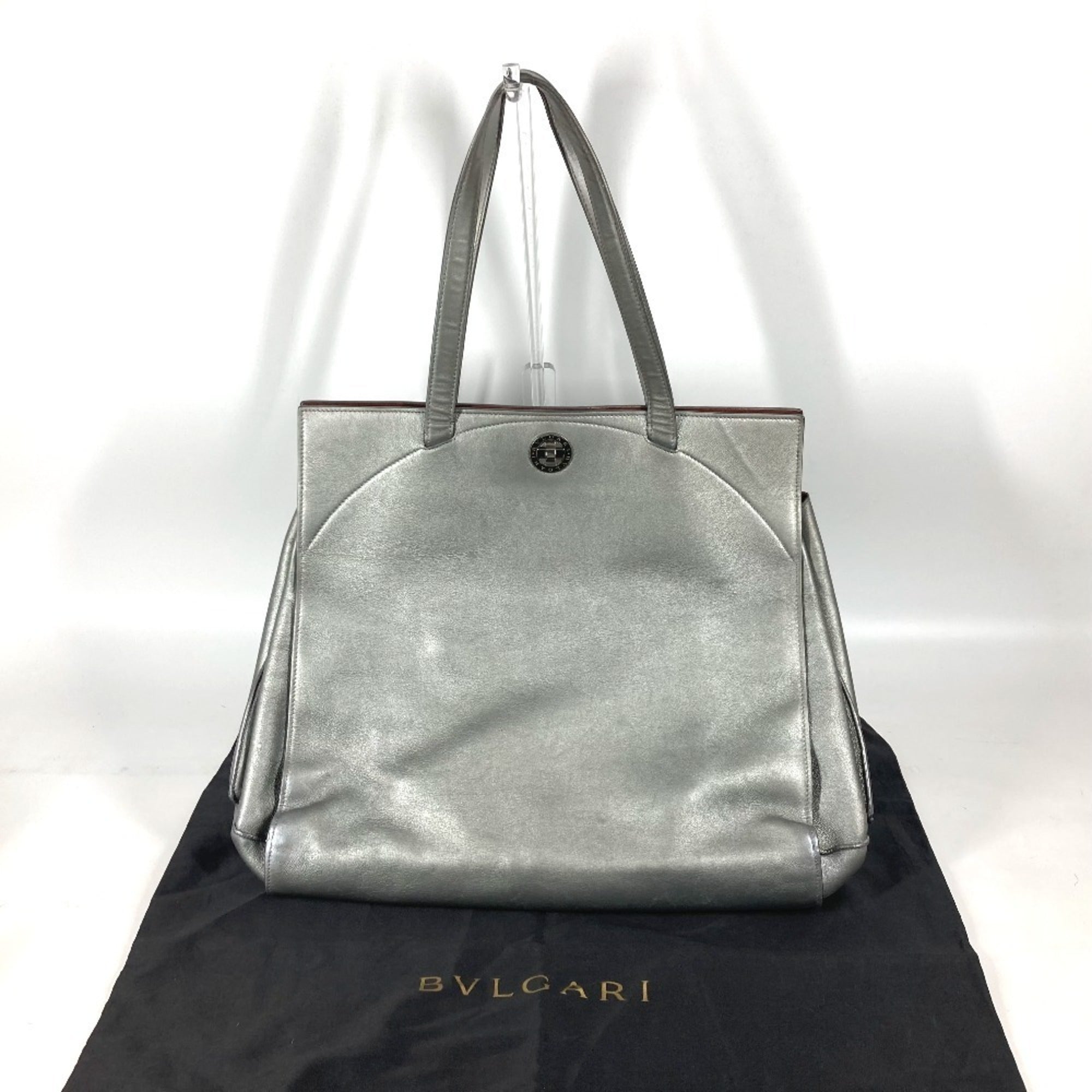 Bvlgari Silver Leather Shoulder Bag Tote Bag (Pre-Owned)