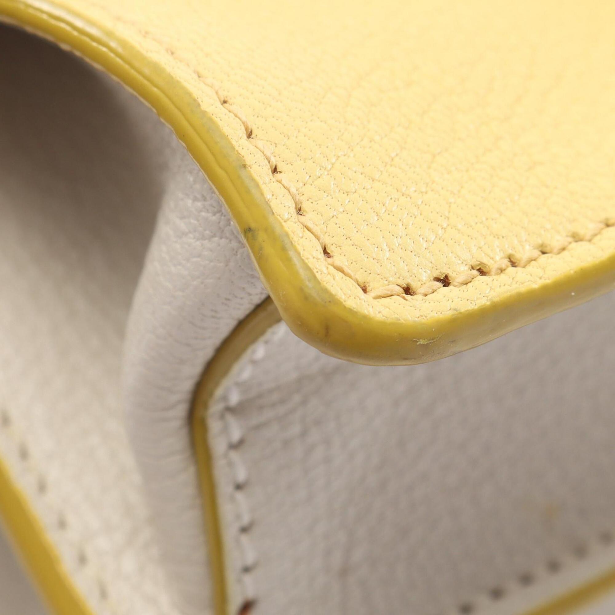 Miu Miu White Yellow Leather Handbag Shoulder Bag (Pre-Owned)