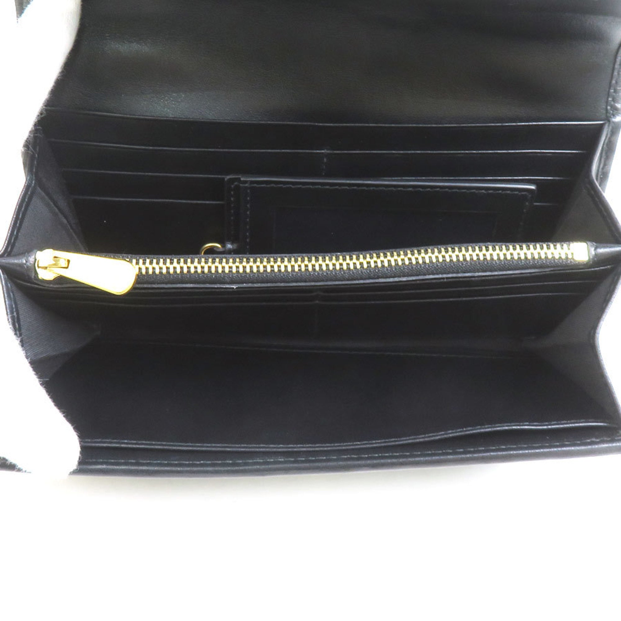 Salvatore Ferragamo Black Leather Long Wallet (Bi-Fold) (Pre-Owned)