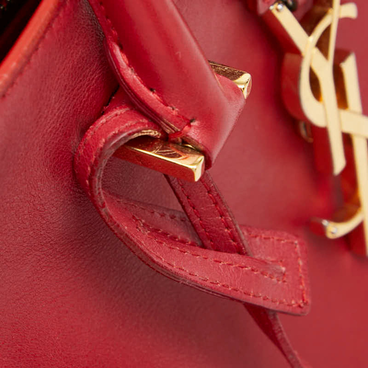Saint Laurent Red Color Leather Handbag Shoulder Bag (Pre-Owned)
