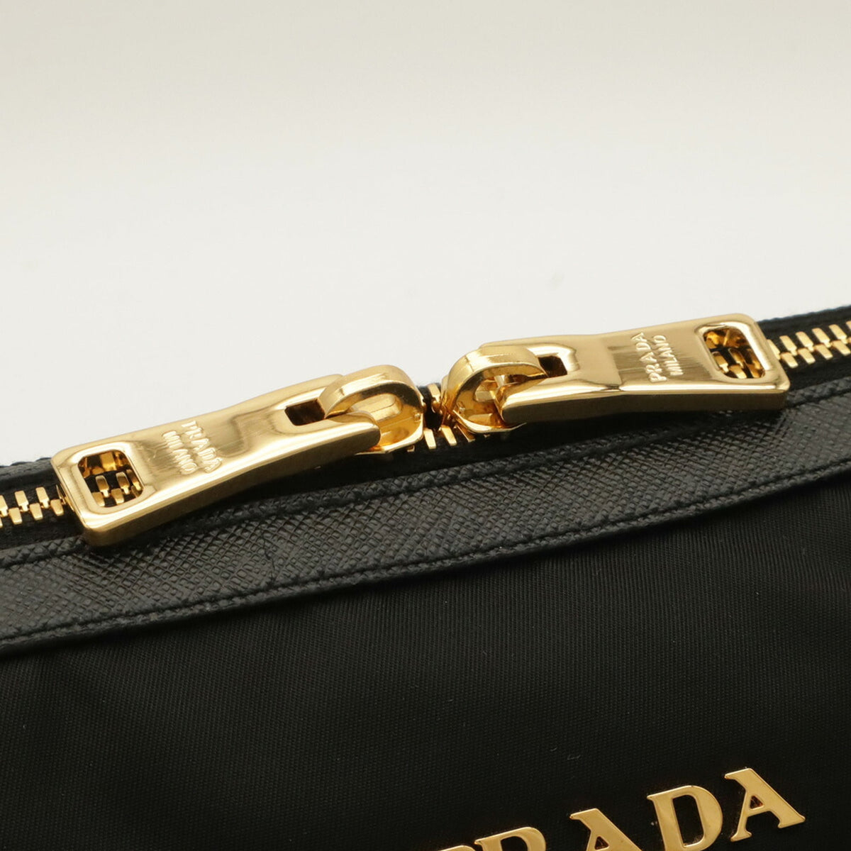 Prada Black Nero Nylon Leather Handbag Shoulder Bag (Pre-Owned)