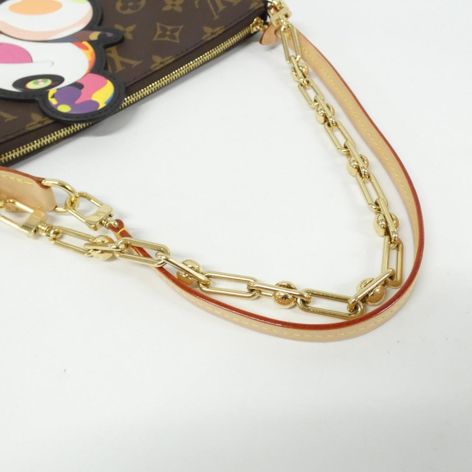 Louis Vuitton Marron Coated Canvas Pochette Pouch (Pre-Owned)