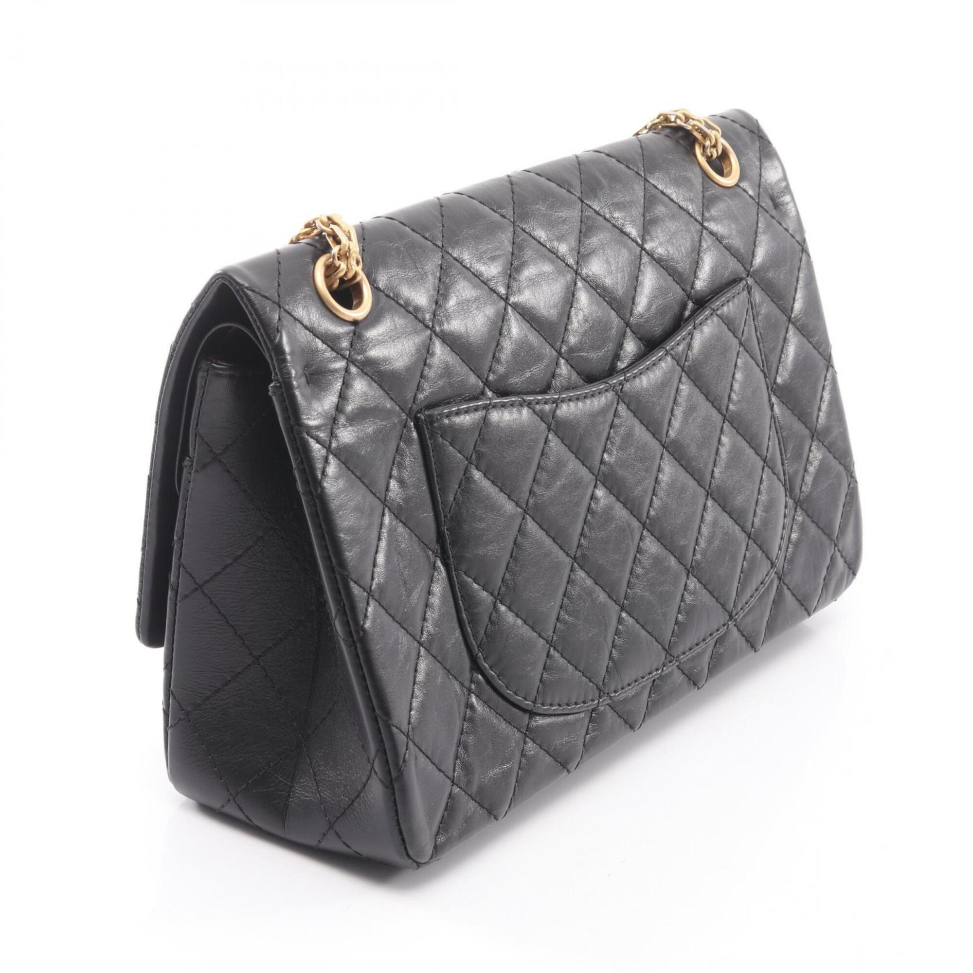 Chanel Black Leather Handbag Shoulder Bag (Pre-Owned)