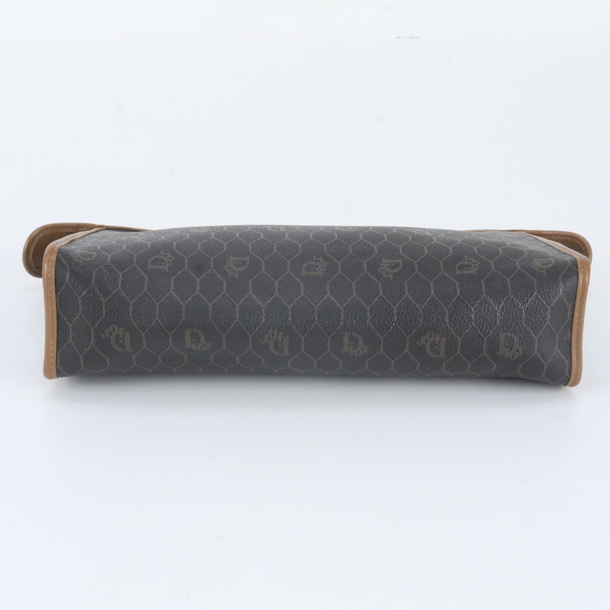 Christian Dior Beige Black Leather Coated Canvas Clutch Bag Pouch (Pre-Owned)