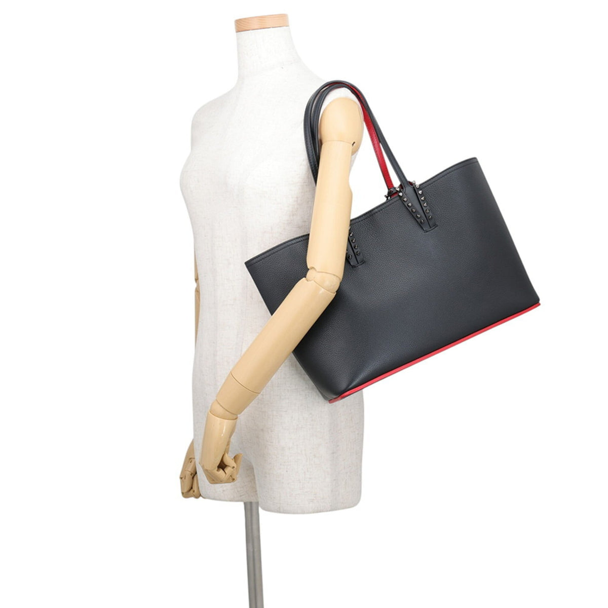 Christian Louboutin Black Leather Handbag Tote Bag (Pre-Owned)