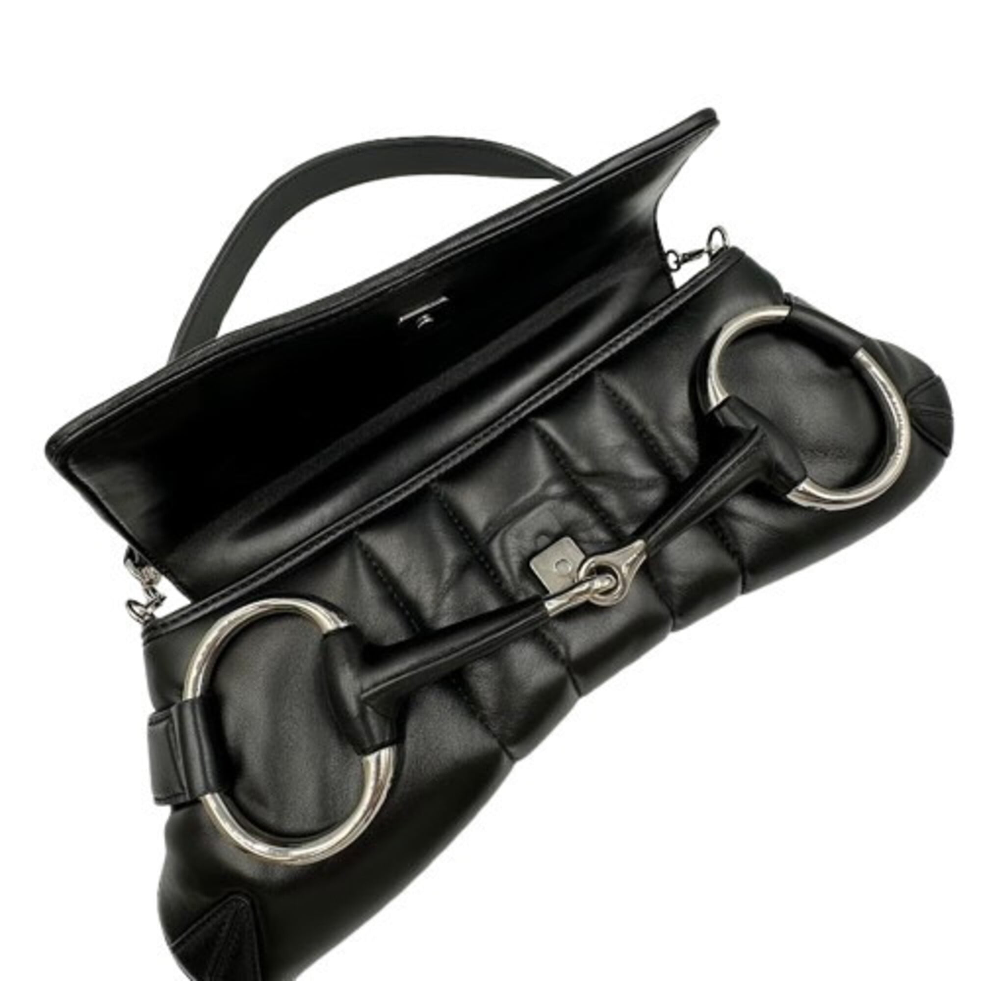 Gucci Horsebit Black Leather Shoulder Bag (Pre-Owned)