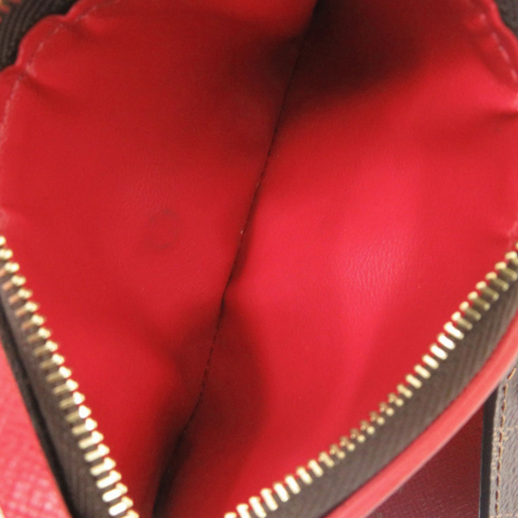 Louis Vuitton Brown Damier Canvas Red Color Damier Canvas Wallet (Tri-Fold) (Pre-Owned)