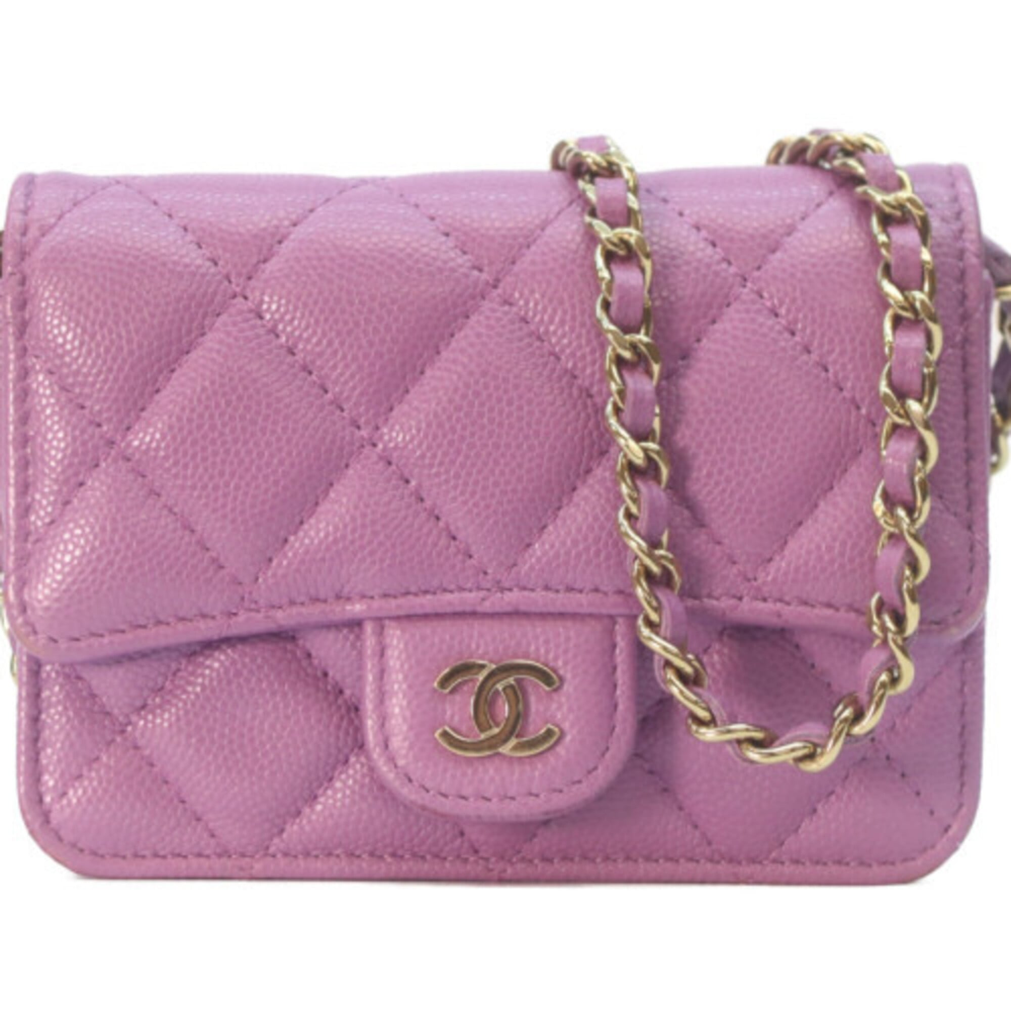 Chanel Purple Grained Calfskin Shoulder Bag (Pre-Owned)