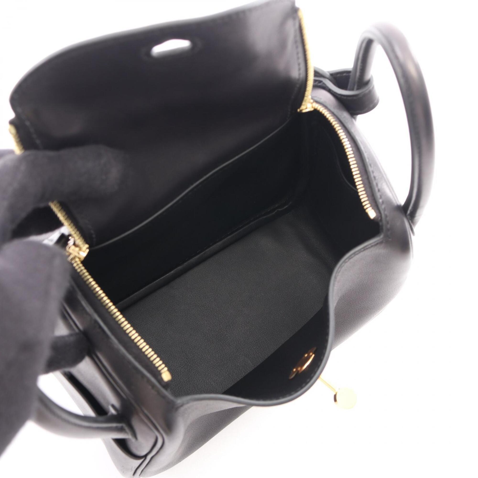 Hermes Black Leather Handbag Shoulder Bag (Pre-Owned)