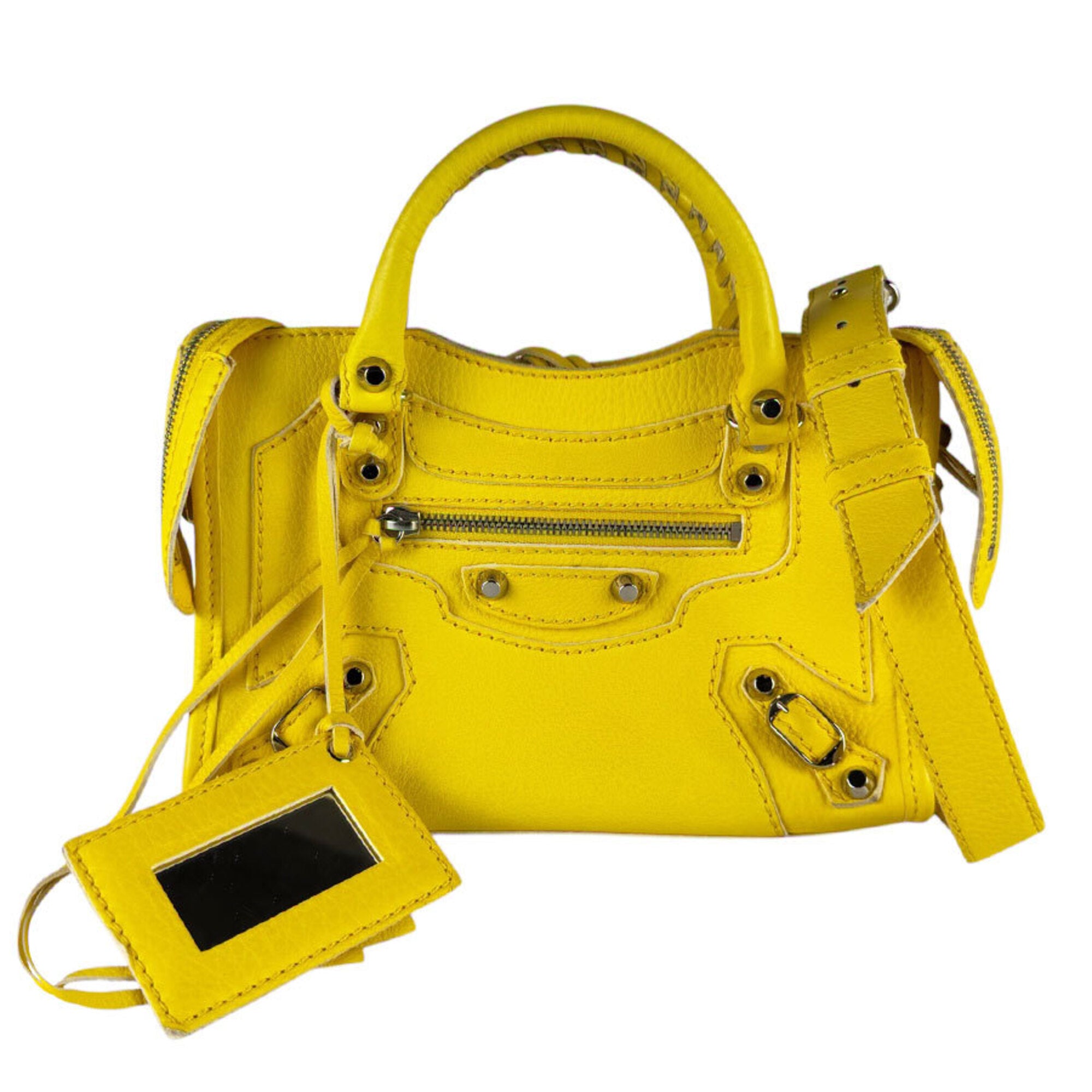 Balenciaga Yellow Leather Handbag Shoulder Bag (Pre-Owned)