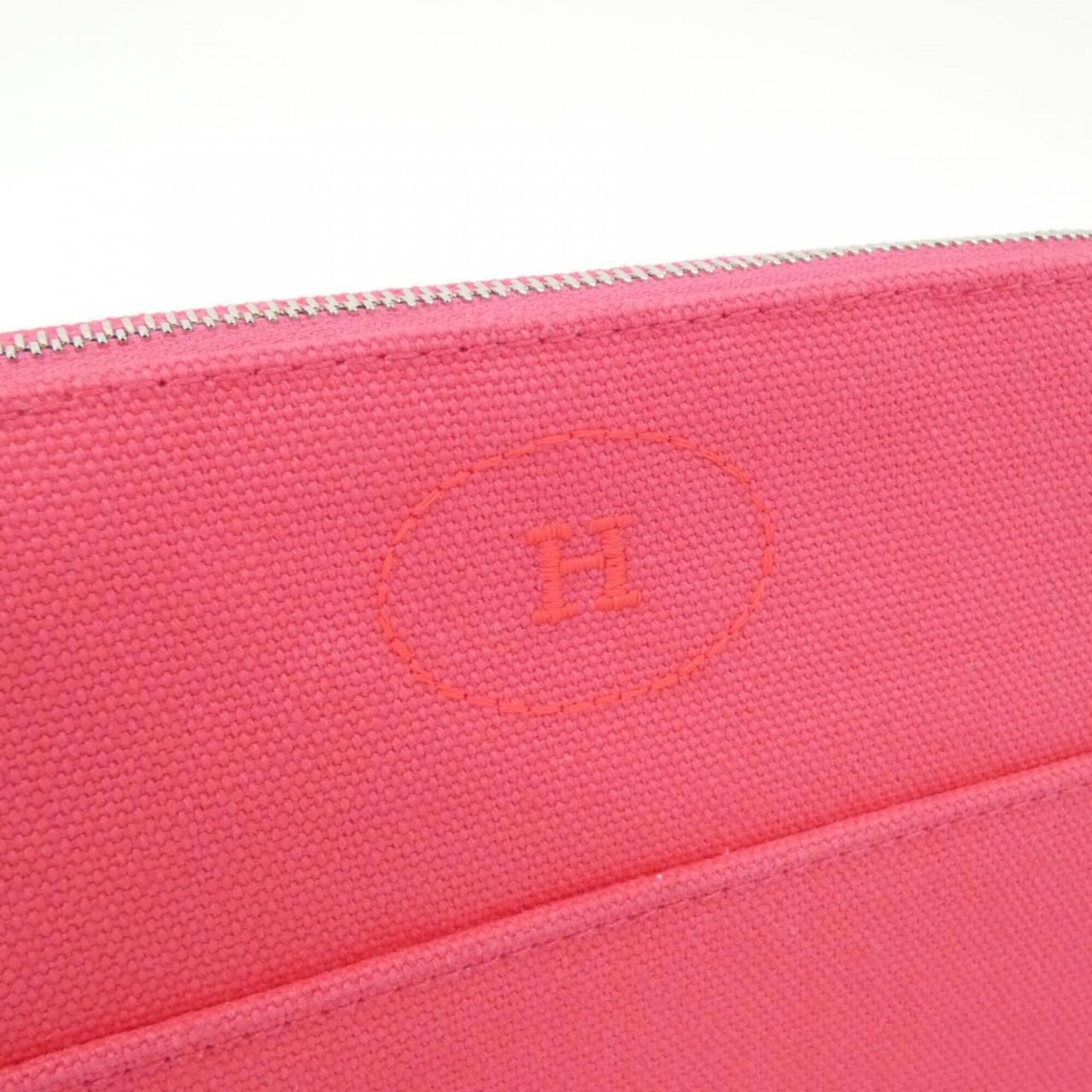 Hermes Pink Canvas Handbag Pouch (Pre-Owned)