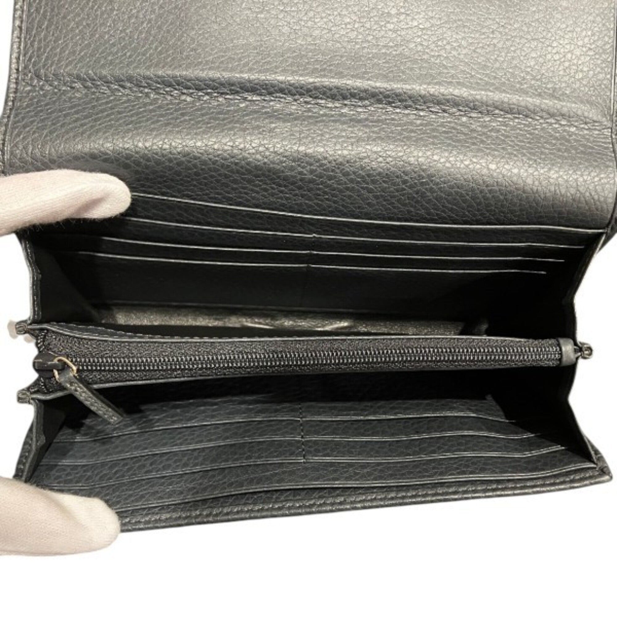 Gucci Gray Leather Long Wallet (Bi-Fold) (Pre-Owned)
