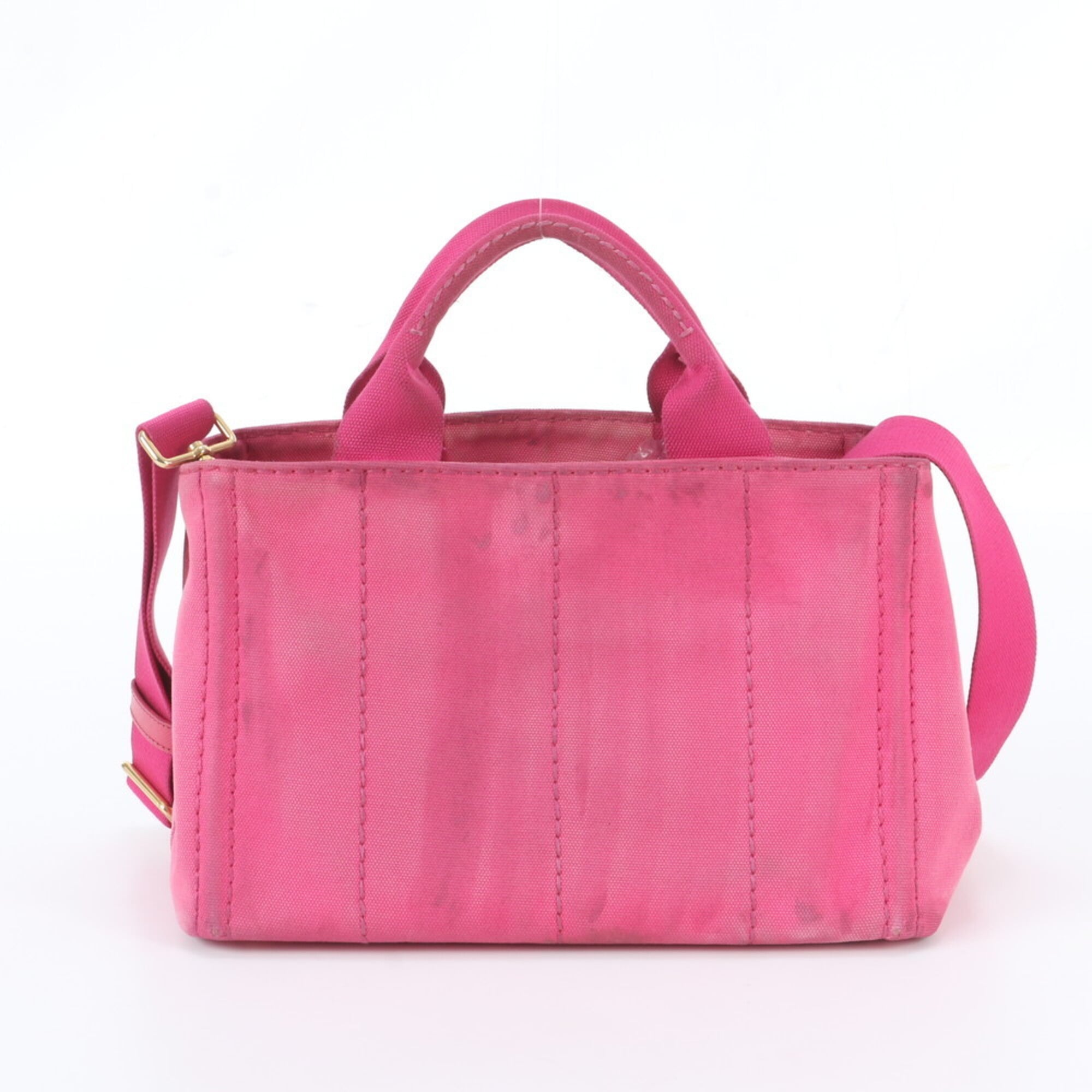 Prada Pink Leather Canvas Handbag Shoulder Bag Tote Bag (Pre-Owned)