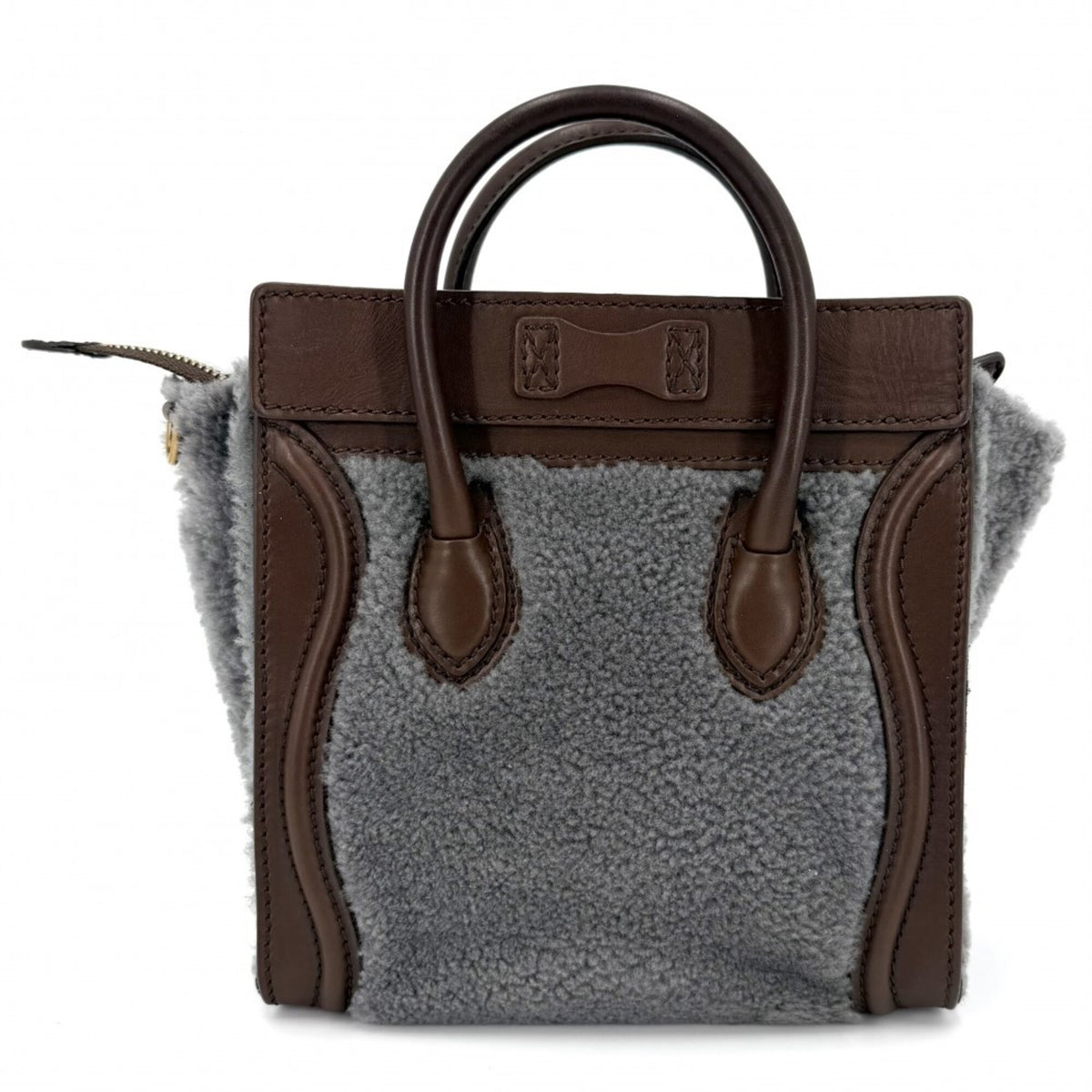 Celine Brown Gray Leather Handbag Shoulder Bag (Pre-Owned)
