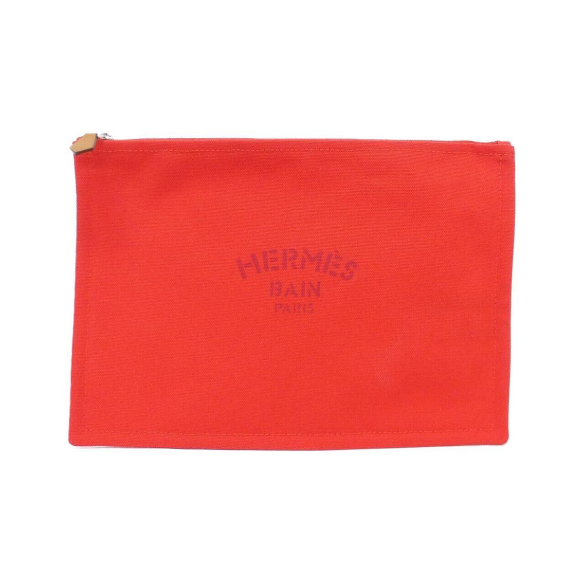 Hermes Red Color Canvas Handbag Pouch (Pre-Owned)