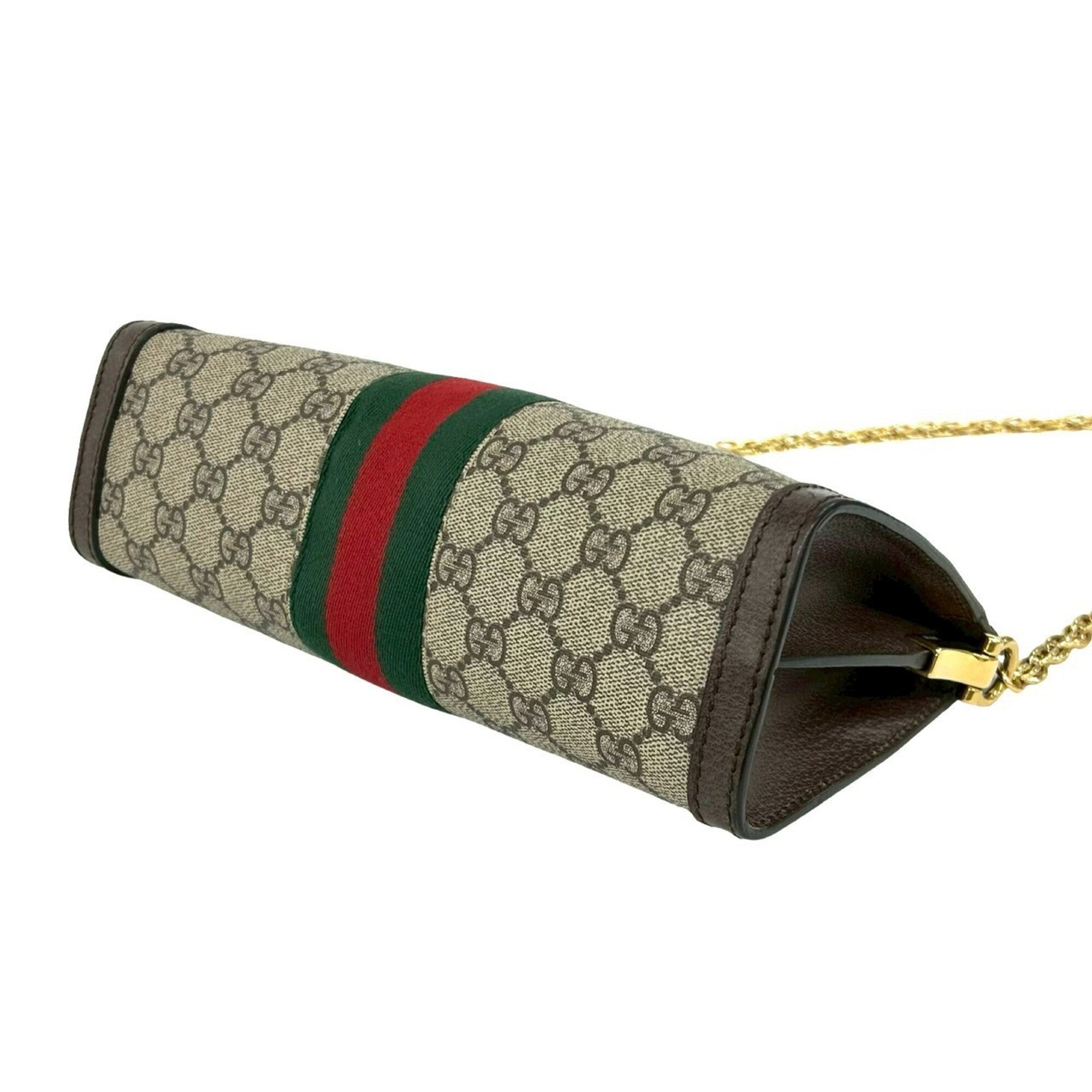 Gucci Brown Green Red Color Leather Pvc Pochette Shoulder Bag (Pre-Owned)