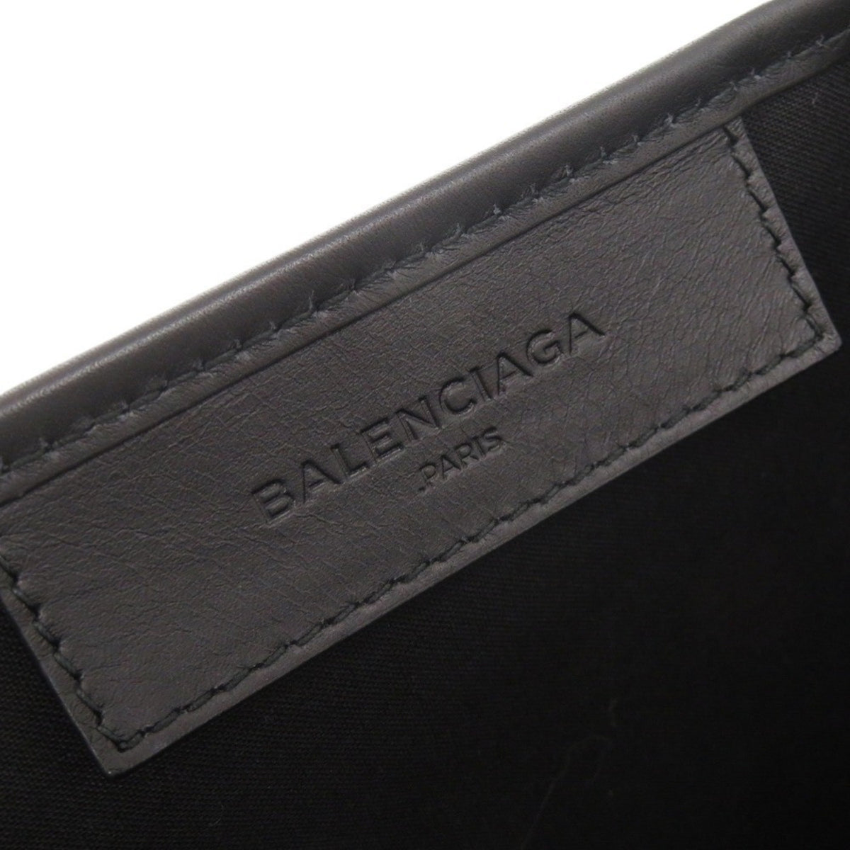 Balenciaga Black Navy White Canvas Leather Handbag Tote Bag (Pre-Owned)
