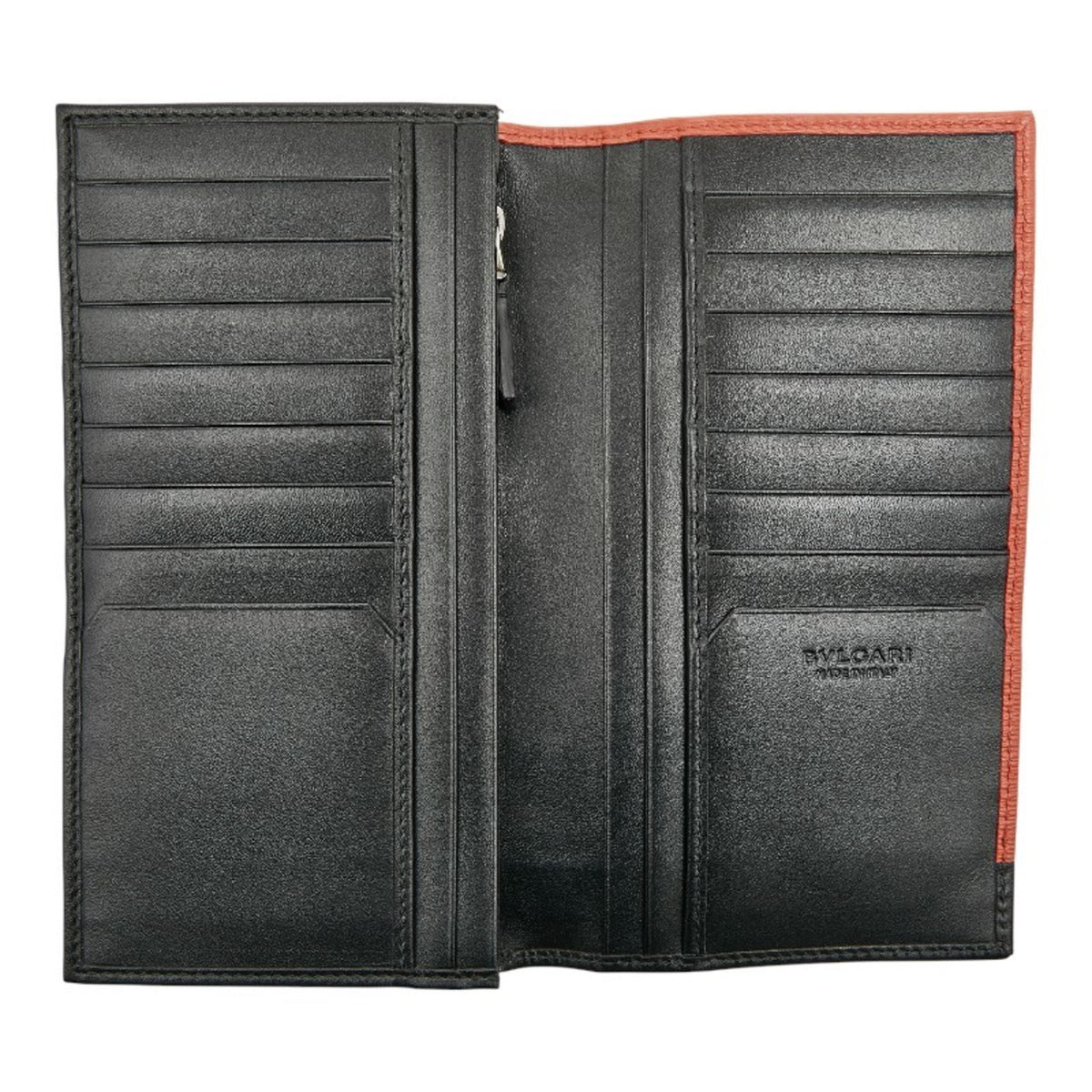 Bvlgari Black Orange Leather Long Wallet (Bi-Fold) (Pre-Owned)