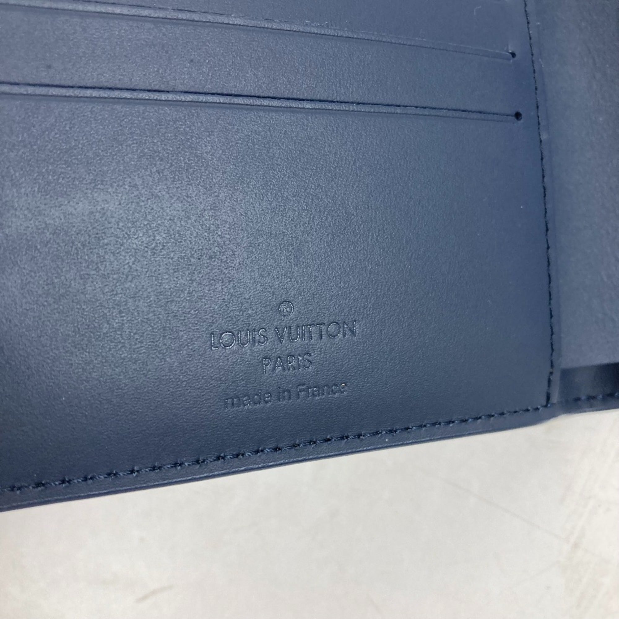 Louis Vuitton Navy Leather Wallet (Bi-Fold) (Pre-Owned)