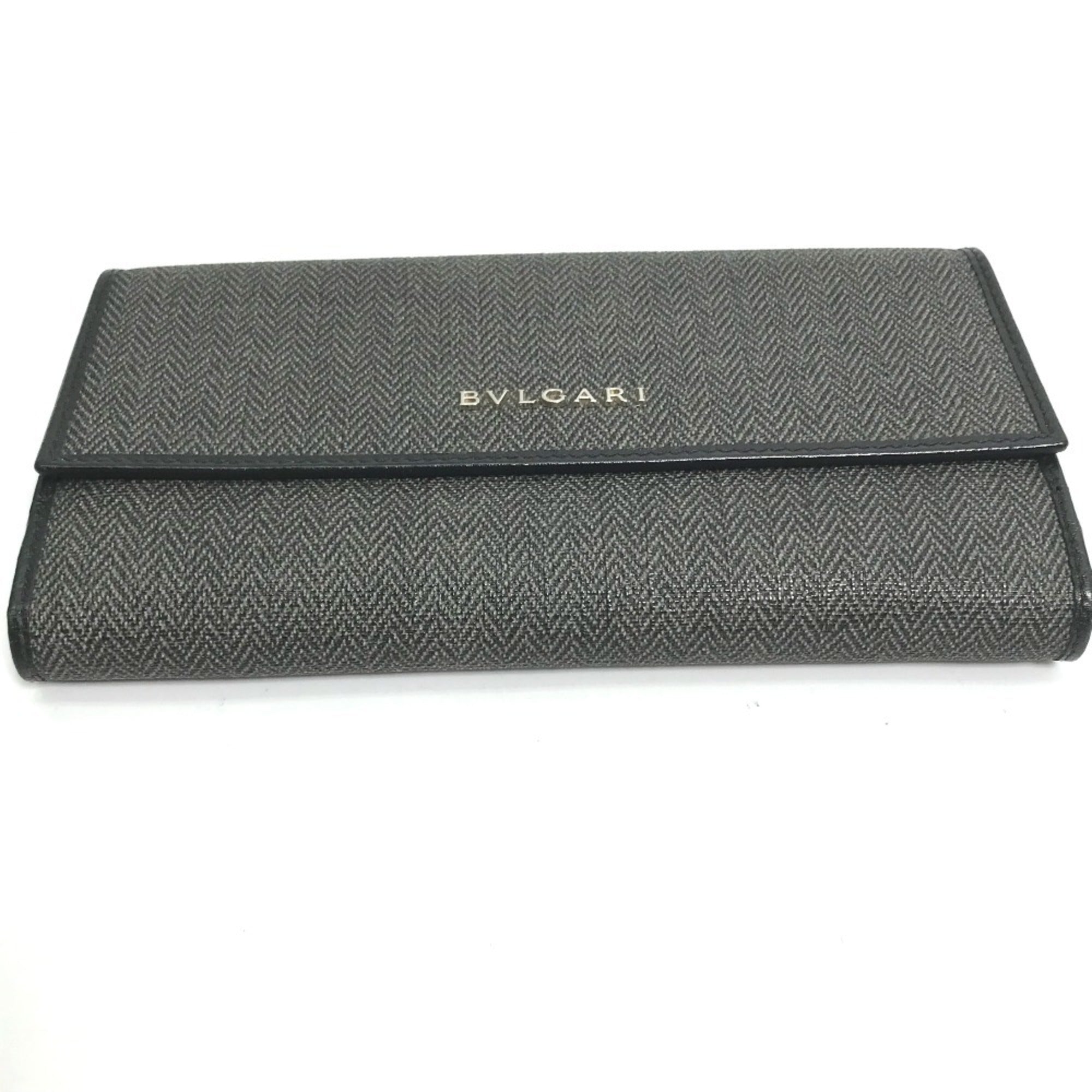 Bvlgari Gray Pvc Leather Long Wallet (Bi-Fold) (Pre-Owned)