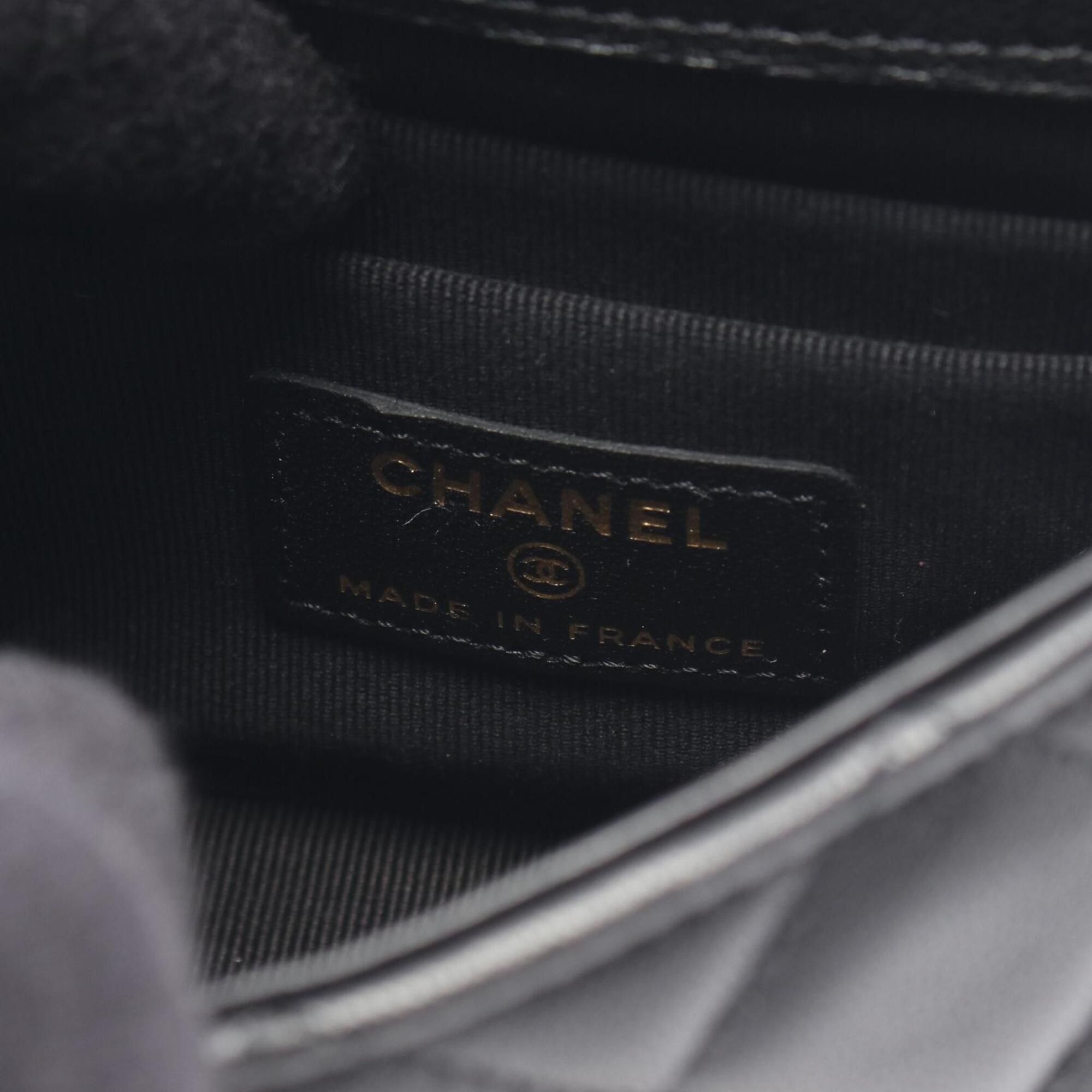 Chanel Black Leather Handbag Shoulder Bag (Pre-Owned)