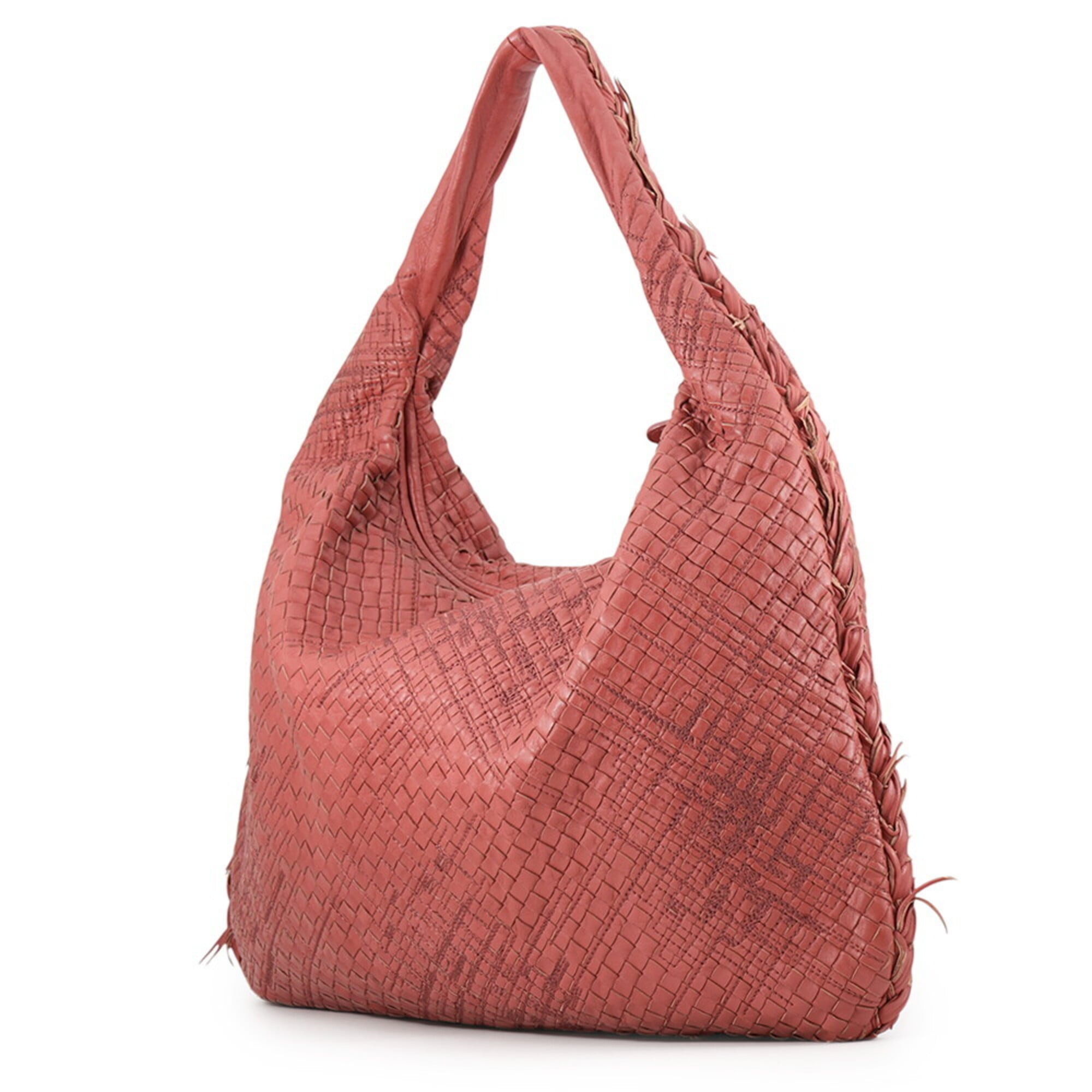 Bottega Veneta Intrecciato Red Color Leather Handbag Shoulder Bag (Pre-Owned)