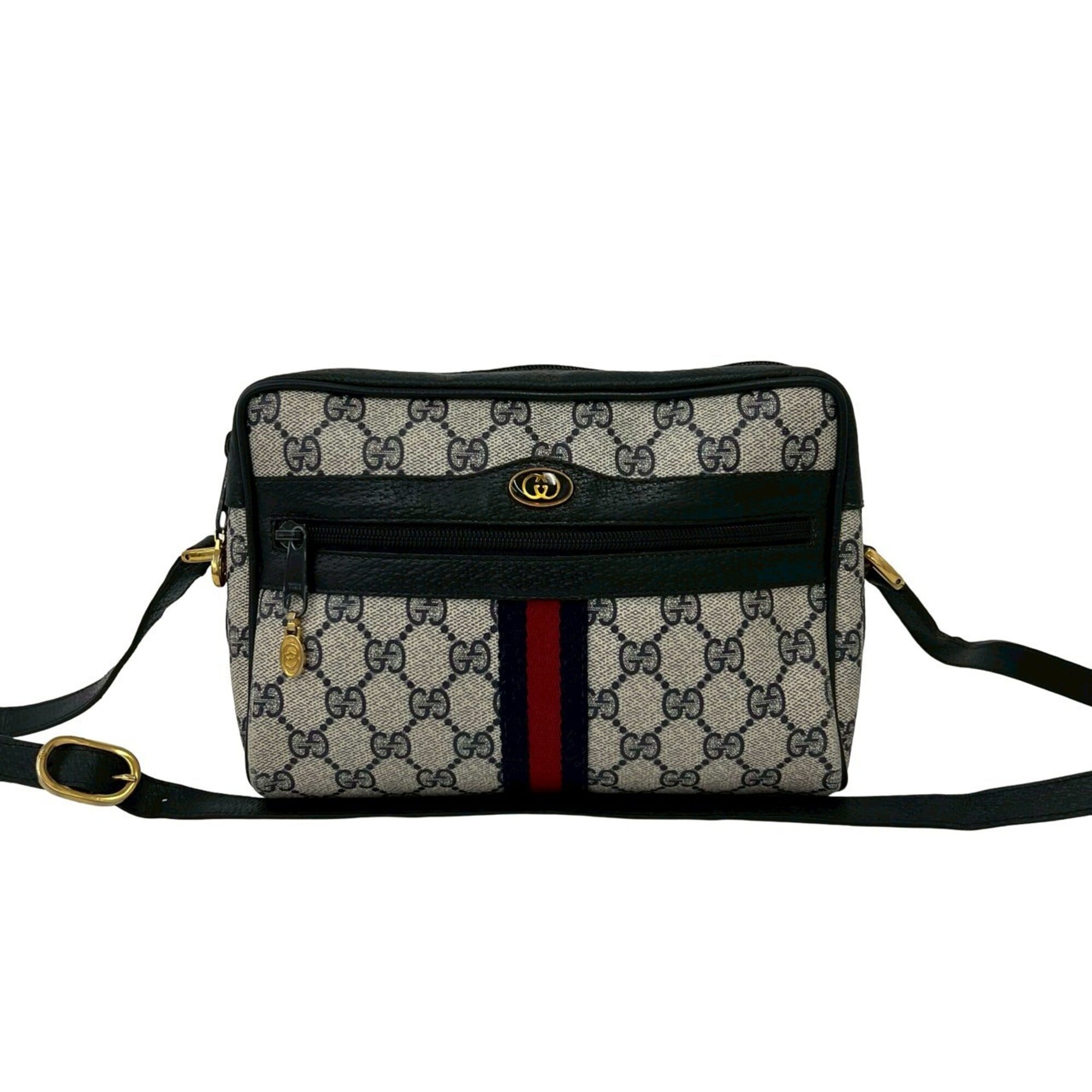 Gucci Navy Red Color Leather Pvc Pochette Shoulder Bag (Pre-Owned)