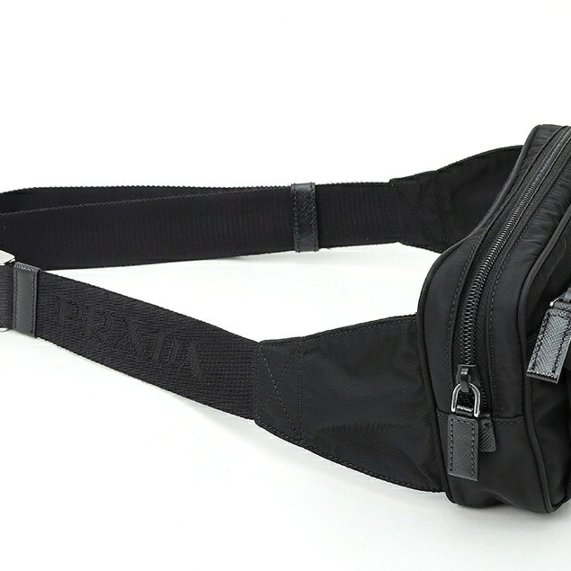 Prada Black Nero Fabric Saffiano Triangle Fanny Pack (Pre-Owned)