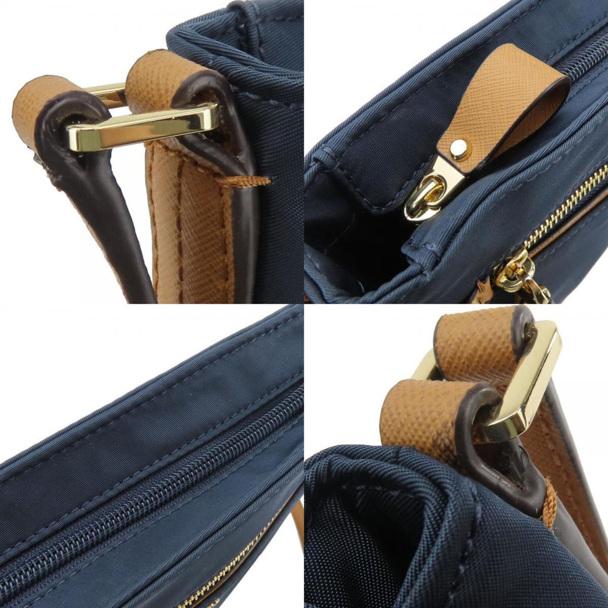 Michael Kors Brown Navy Nylon Leather Shoulder Bag (Pre-Owned)