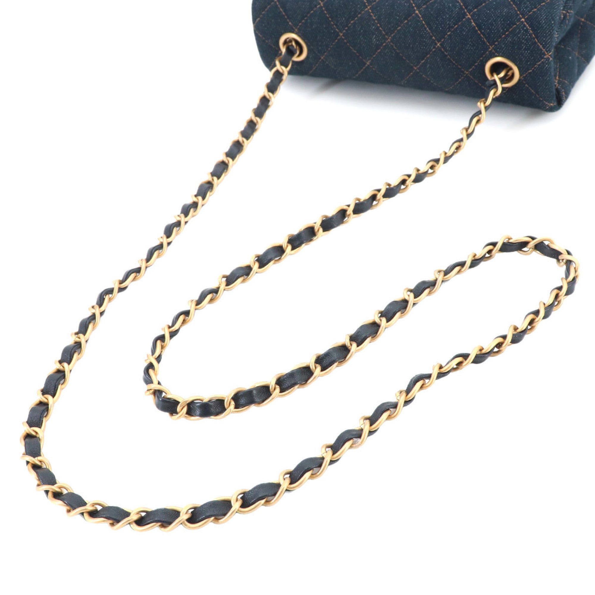 Chanel Dark Blue Denim Handbag Shoulder Bag (Pre-Owned)
