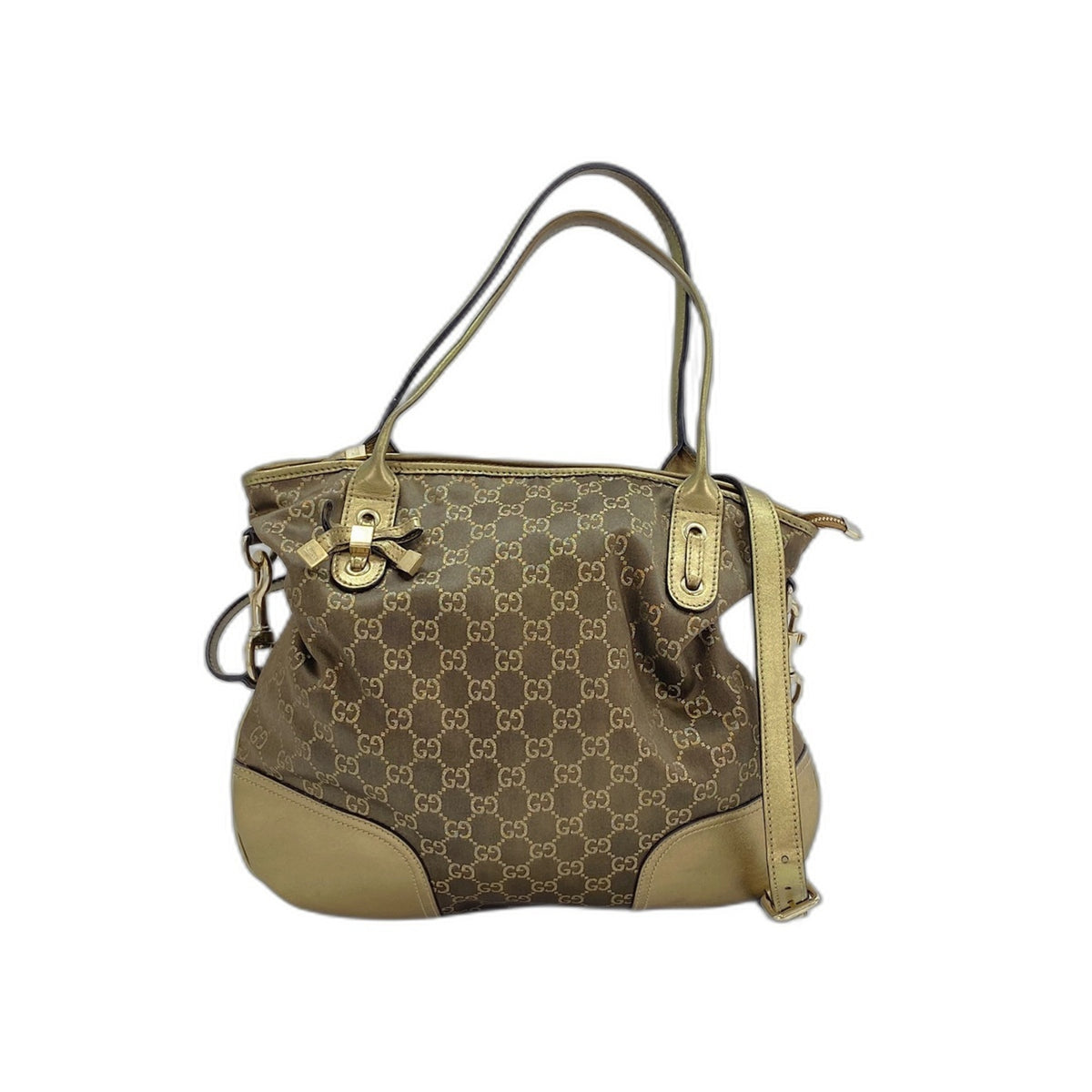 Gucci Brown Gold Nylon Tote Bag (Pre-Owned)