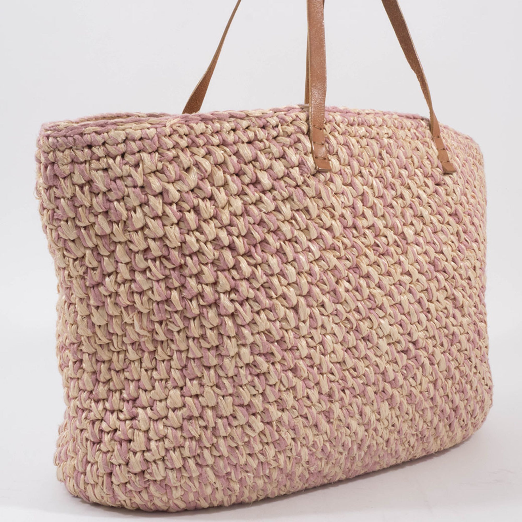Fendi Pink Straw Tote Bag (Pre-Owned)