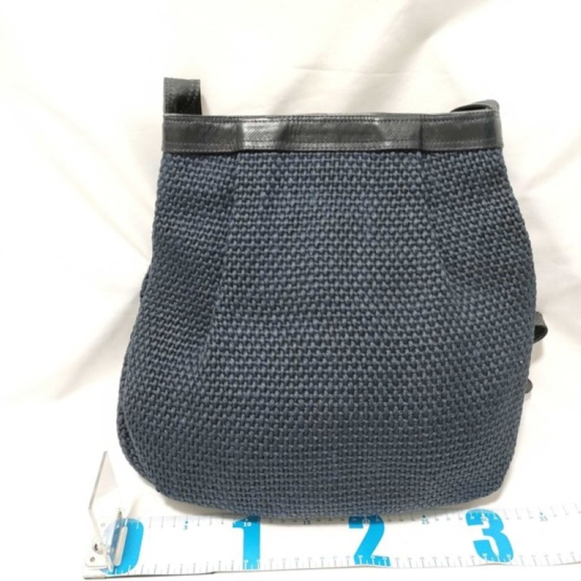 Bottega Veneta Intrecciato Navy Canvas Leather Shoulder Bag (Pre-Owned)