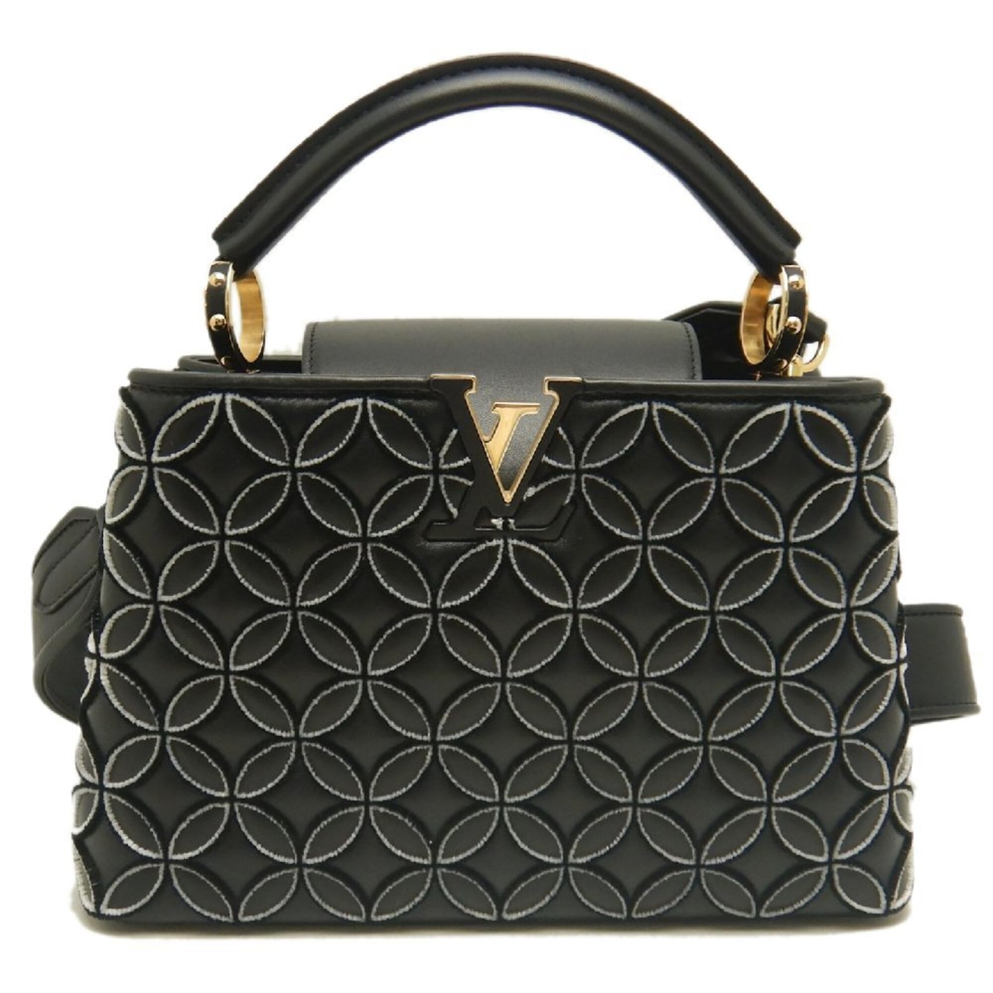 Louis Vuitton Noir Leather Handbag (Pre-Owned)
