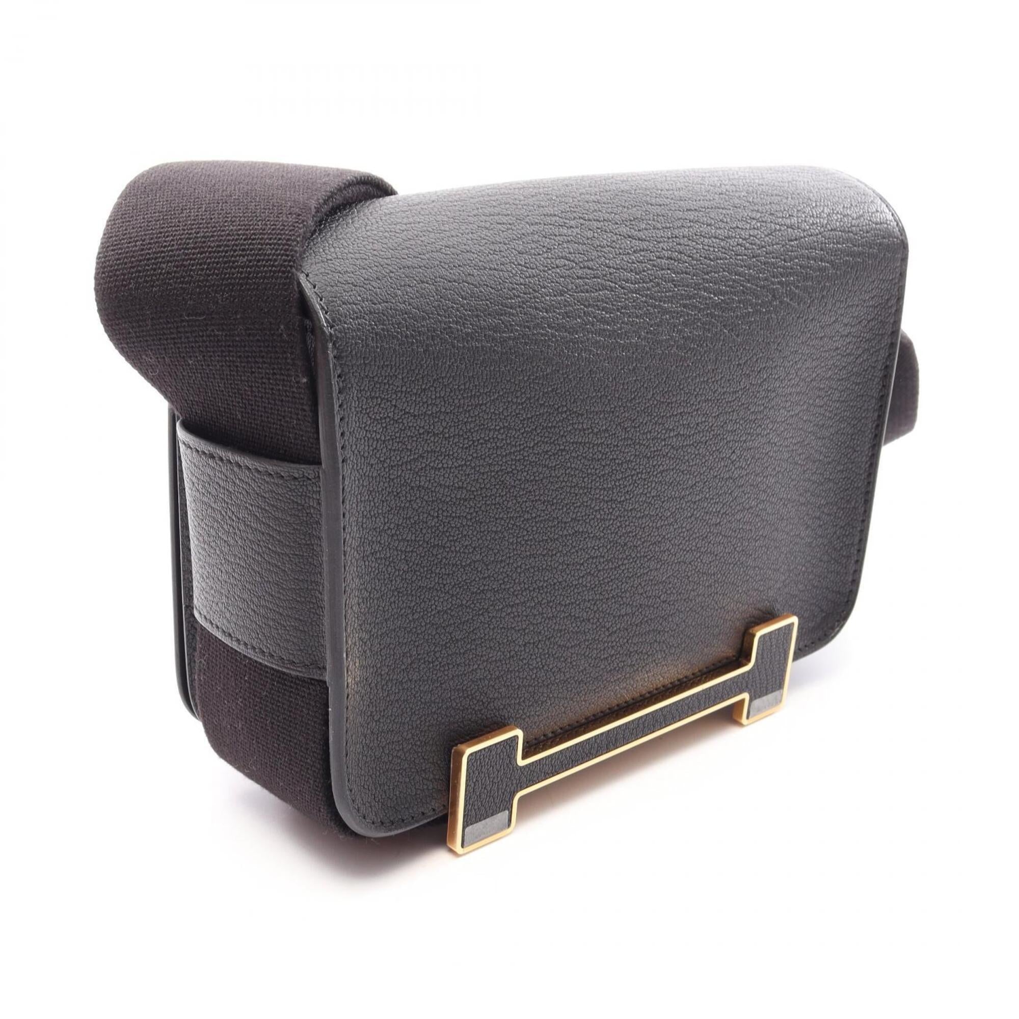 Hermes Black Chevre Leather Shoulder Bag (Pre-Owned)