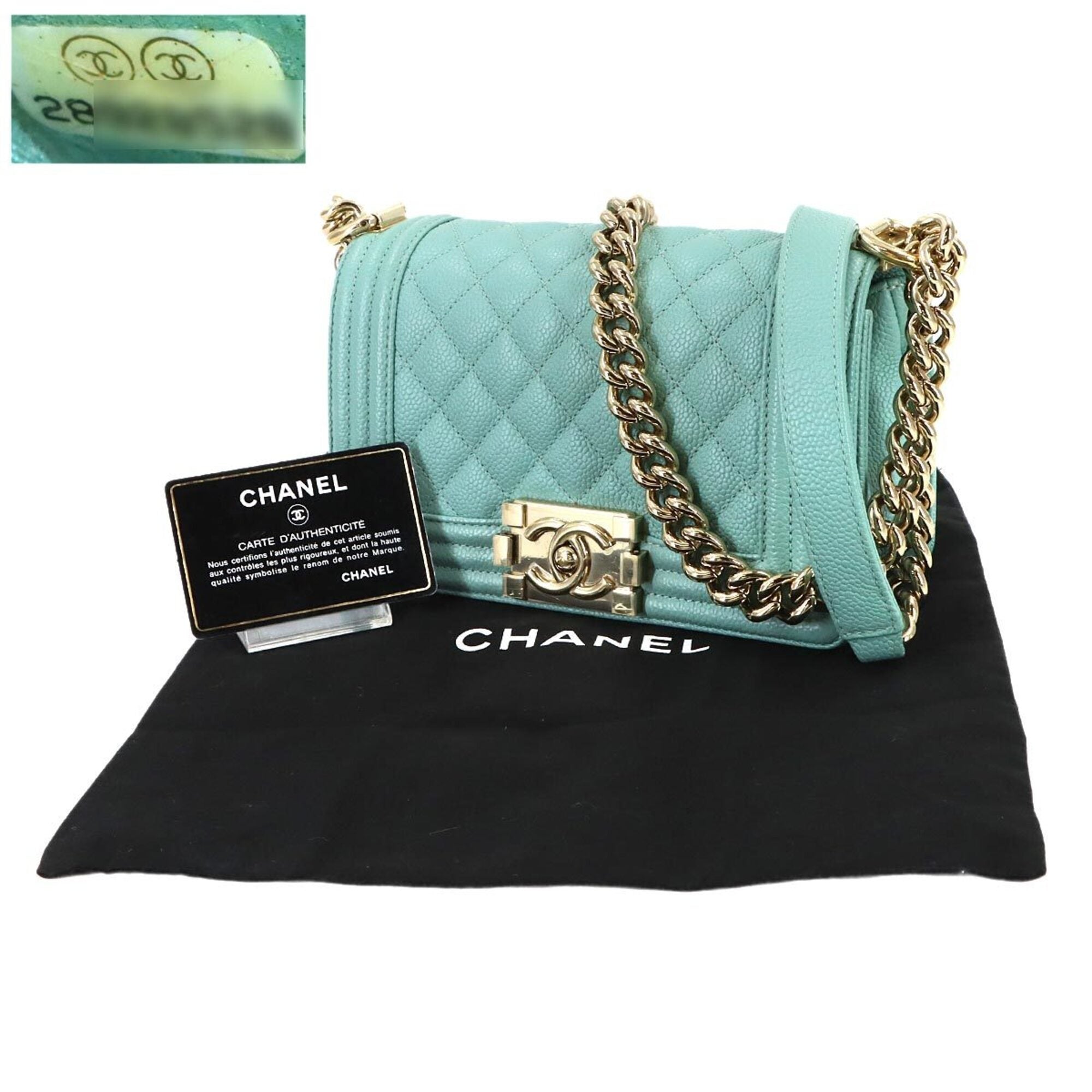 Chanel Blue Grained Calfskin Handbag Shoulder Bag (Pre-Owned)