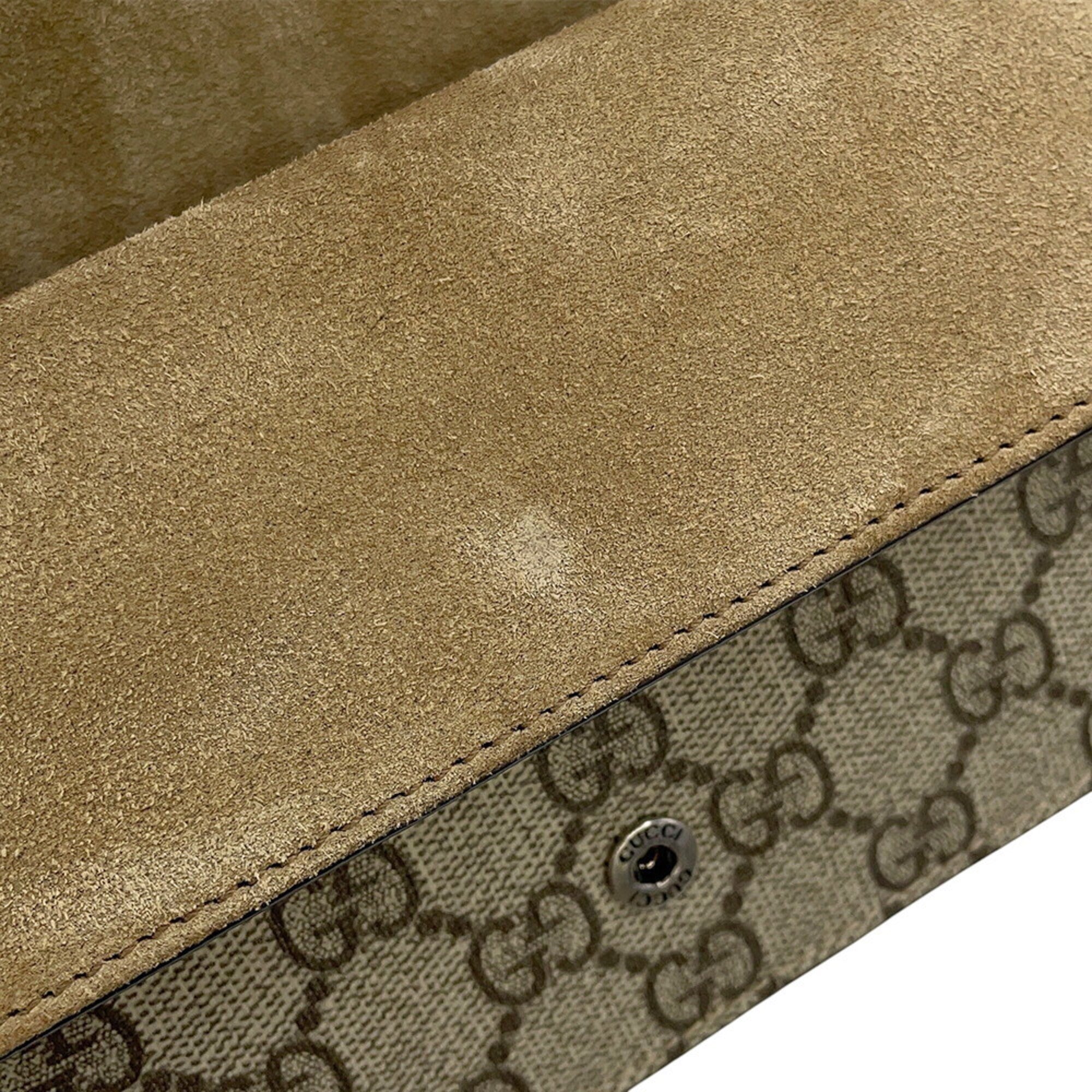 Gucci Beige Gg Supreme Suede Handbag Shoulder Bag (Pre-Owned)