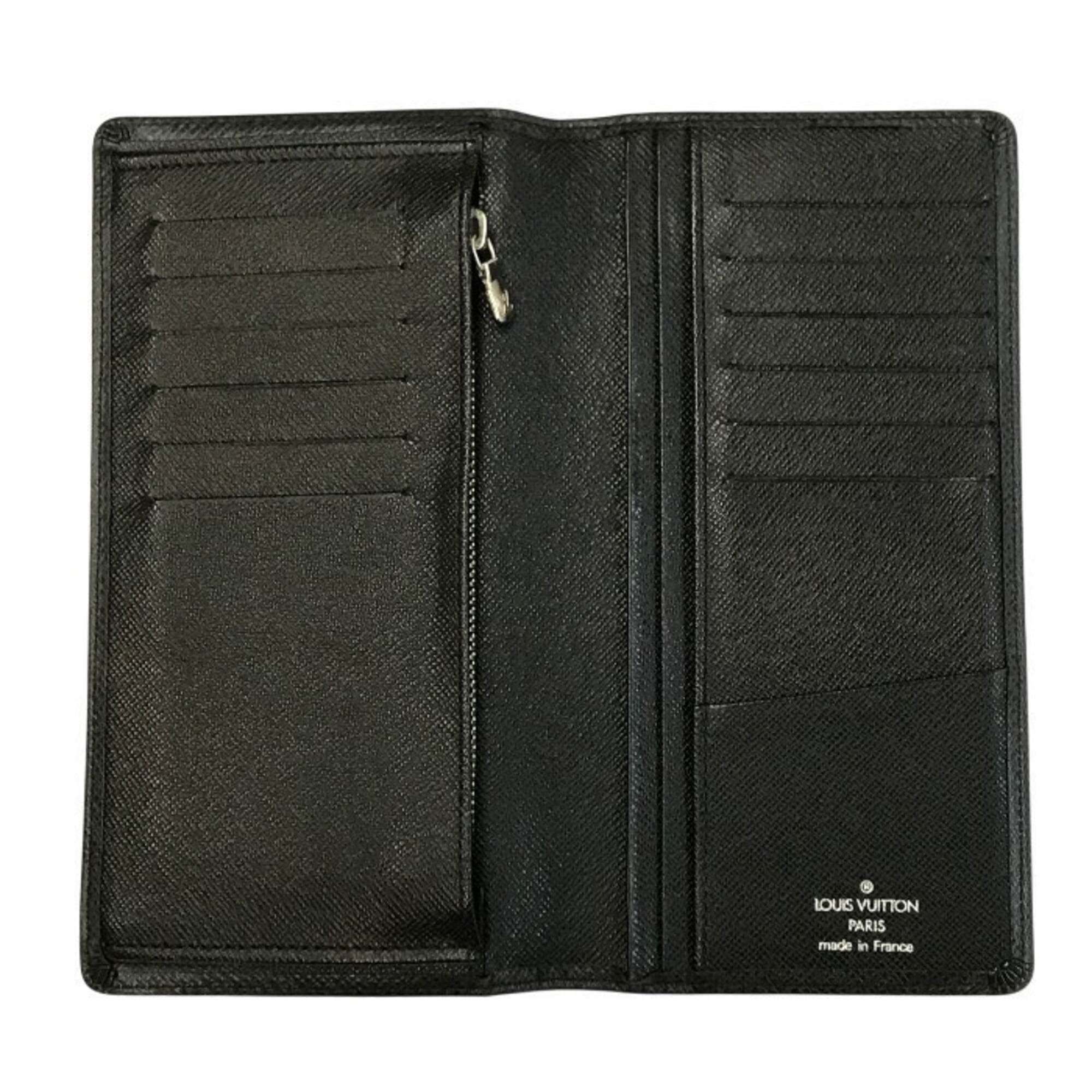Louis Vuitton Taiga Black Leather Long Wallet (Bi-Fold) (Pre-Owned)