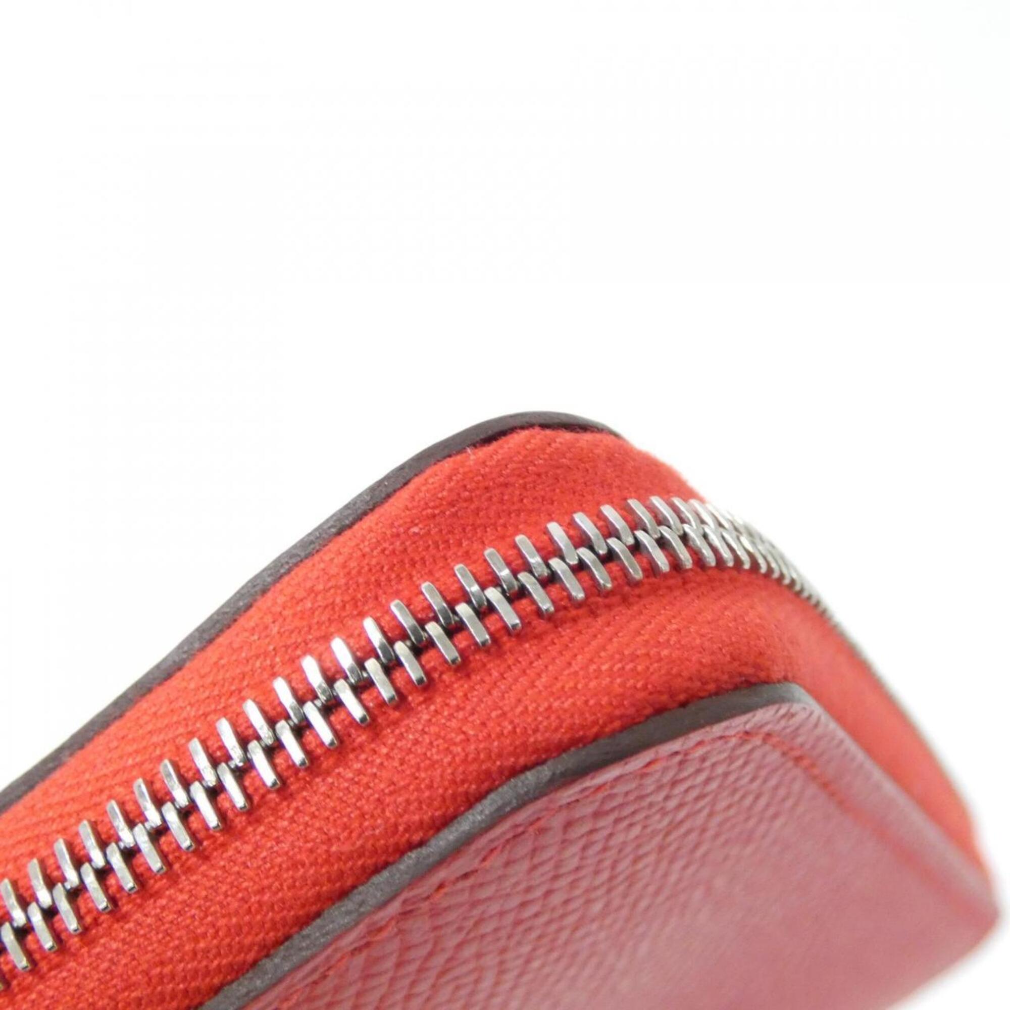 Hermes Red Color Silk Epsom Leather Wallet (Bi-Fold) (Pre-Owned)