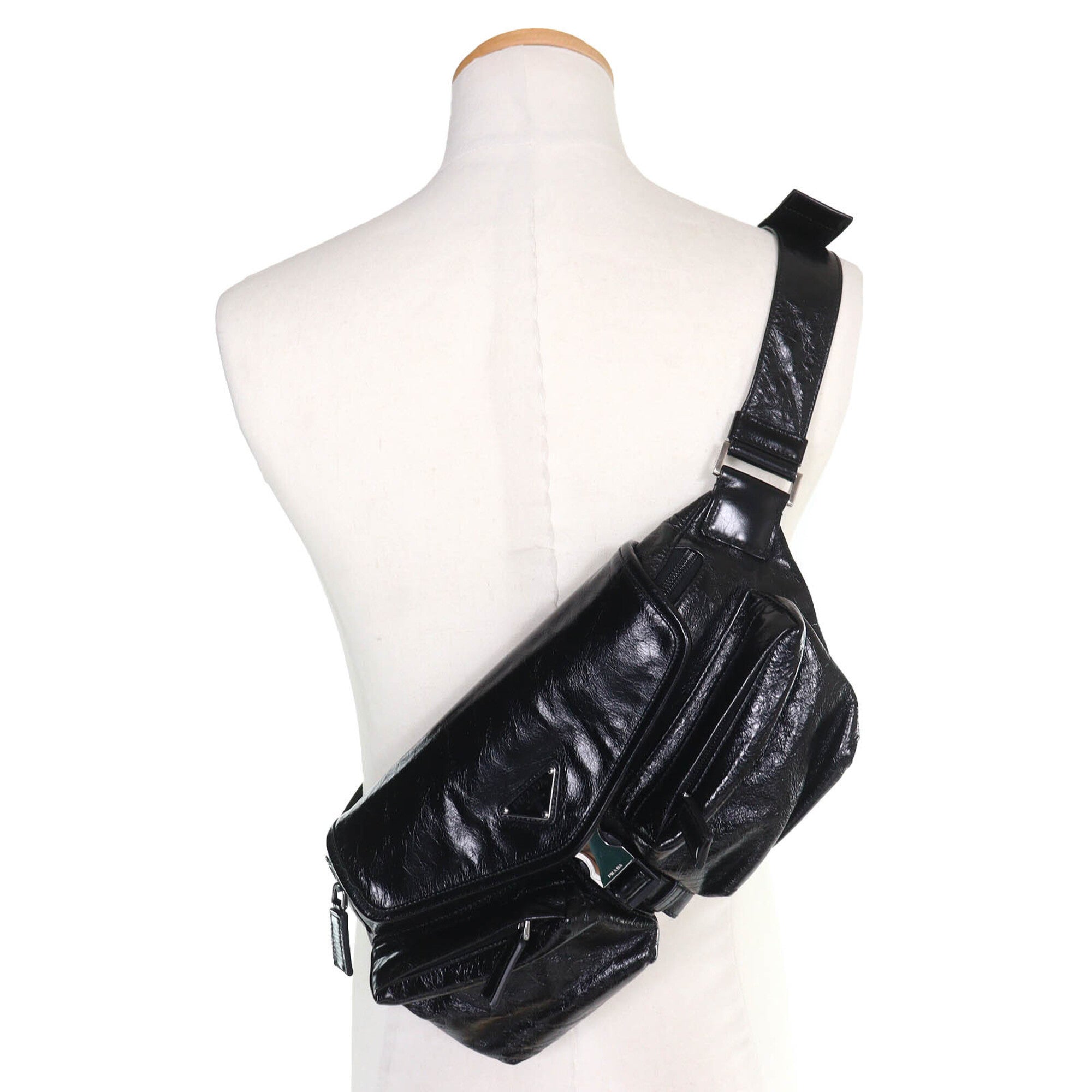Prada Black Leather Shoulder Bag Sling Bag (Pre-Owned)